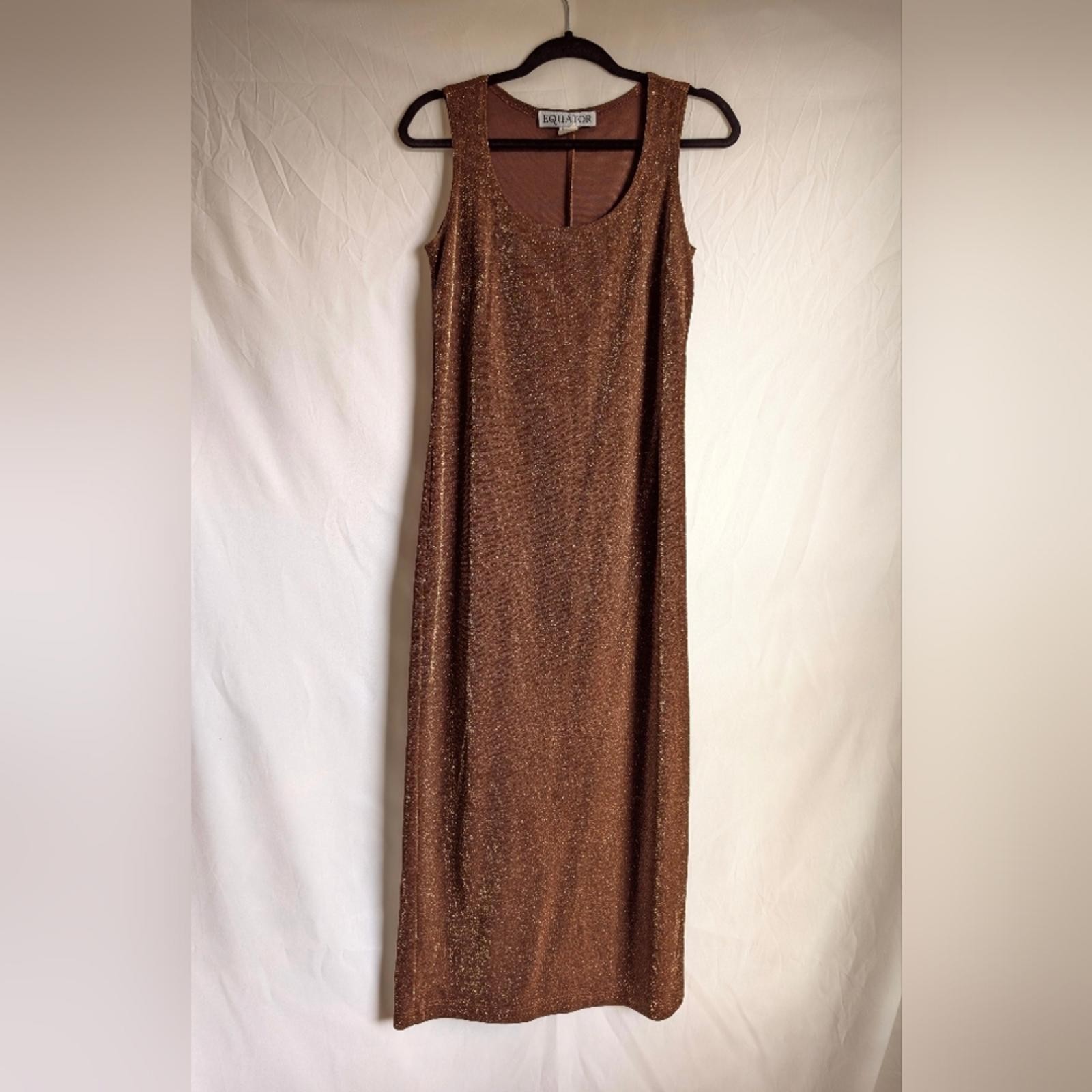 90s Y2K Copper Metallic Maxi Dress | Slinky Club Bodycon