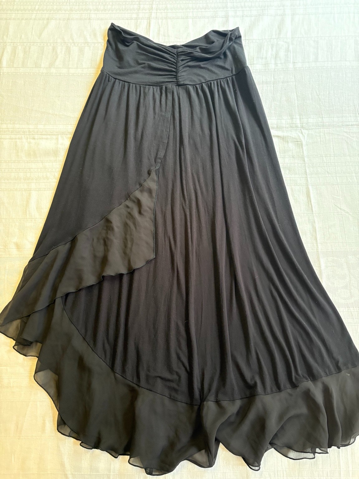 Apt. 9 Women’s L Black Asymmetrical Maxi Dress-skirt Chiffon Ruffle High Low