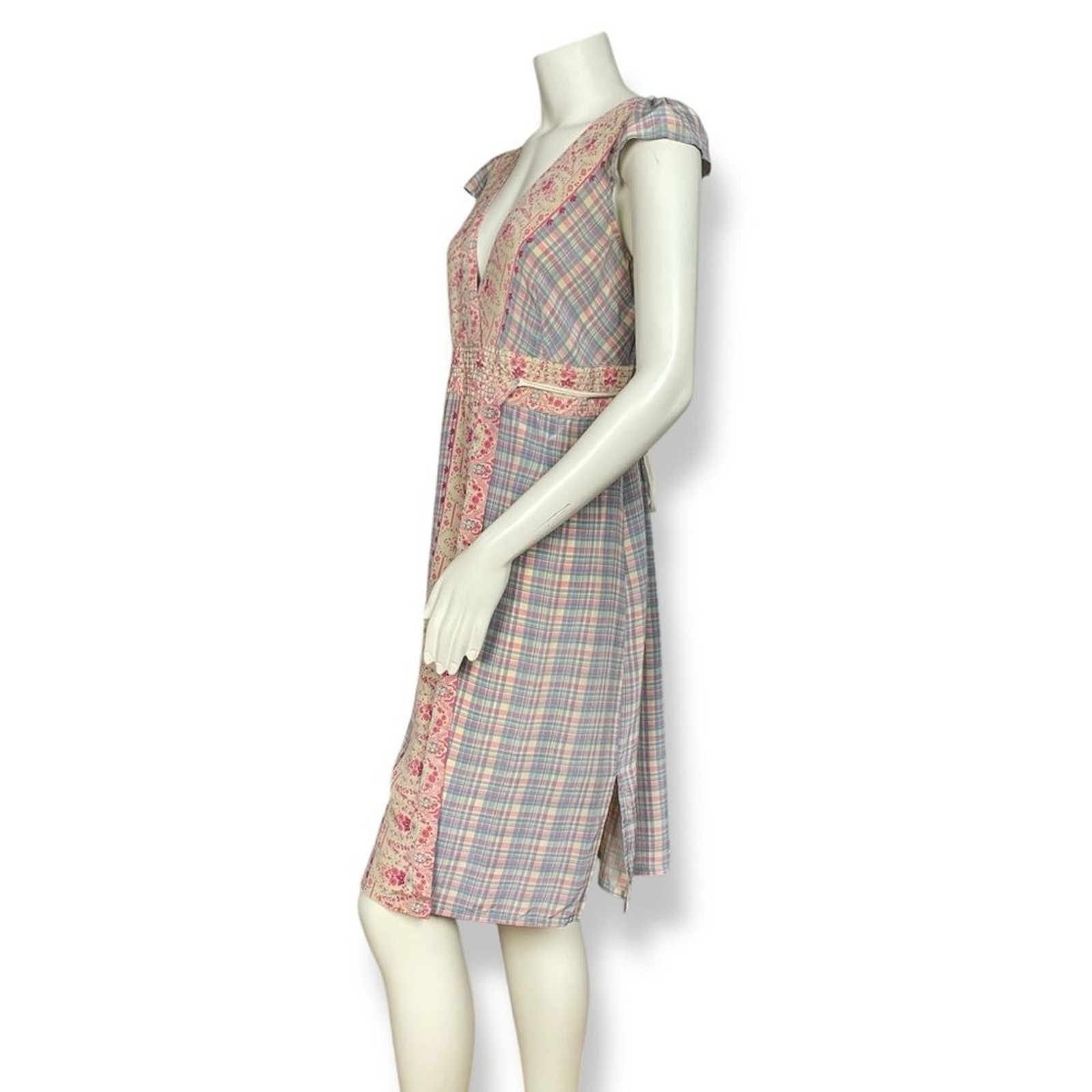 Plenty by Tracy Reese Wrap Dress Silk Plaid Women 10 Cap Sleeves Feminine V-Neck