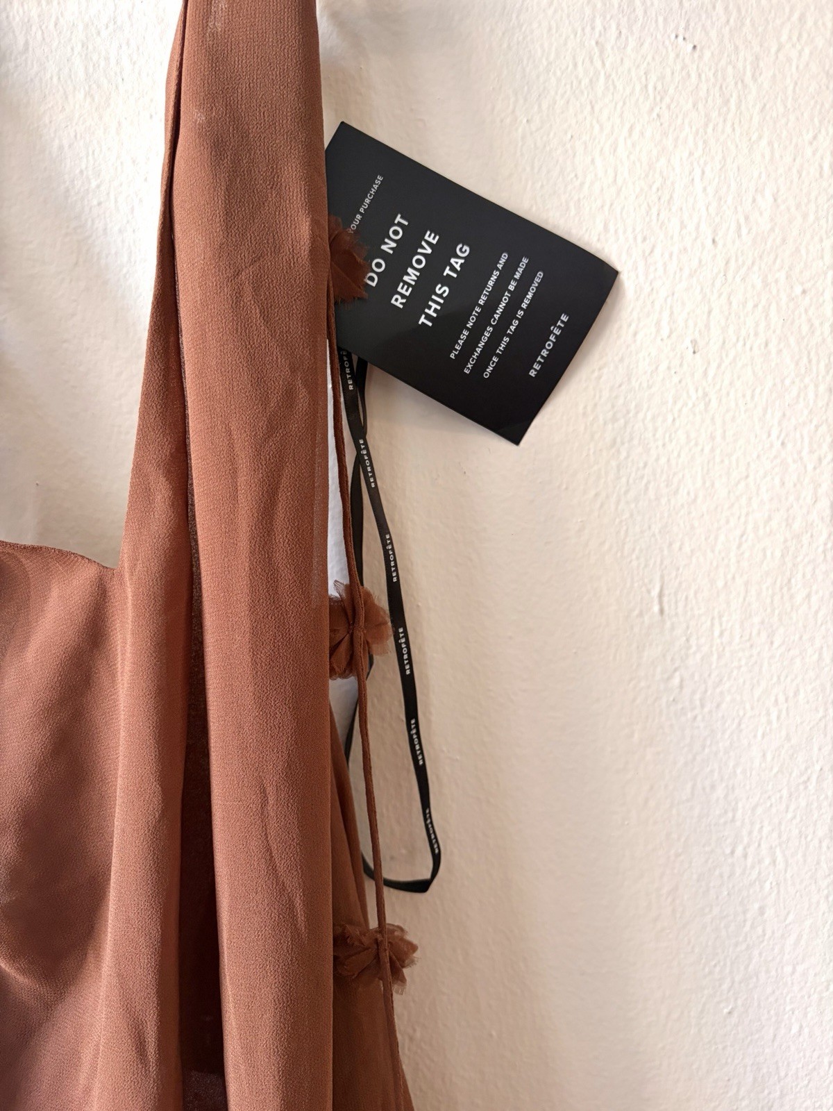 Retrofête $1298 DEENA CHIFFON DRESS Brown Silk Long Dress Backless Size Small