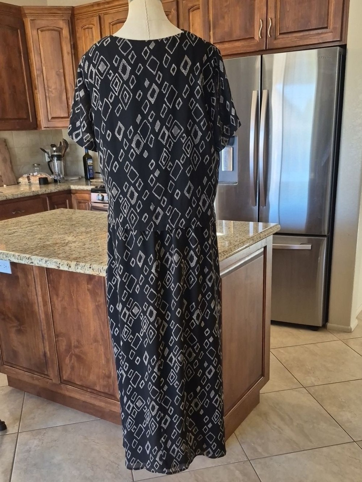 Coldwater Creek Geometric Print Two Tier Maxi Dress Sz 14