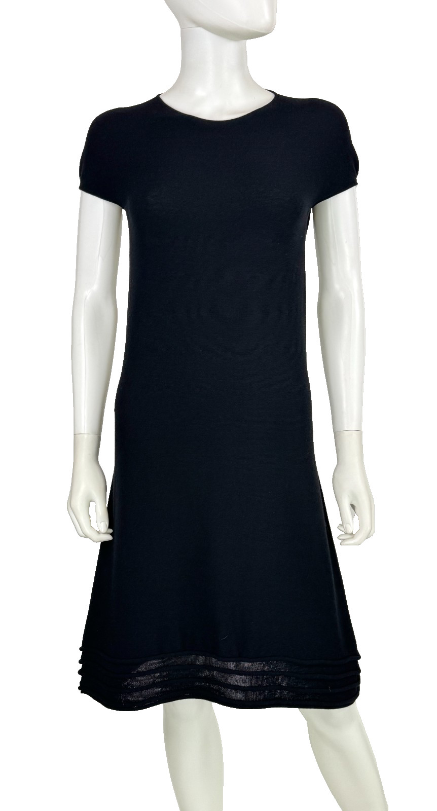 $3K Giorgio Armani Black Stretch Dress 8 US 44 IT M Knit Pullover Unlined Auth
