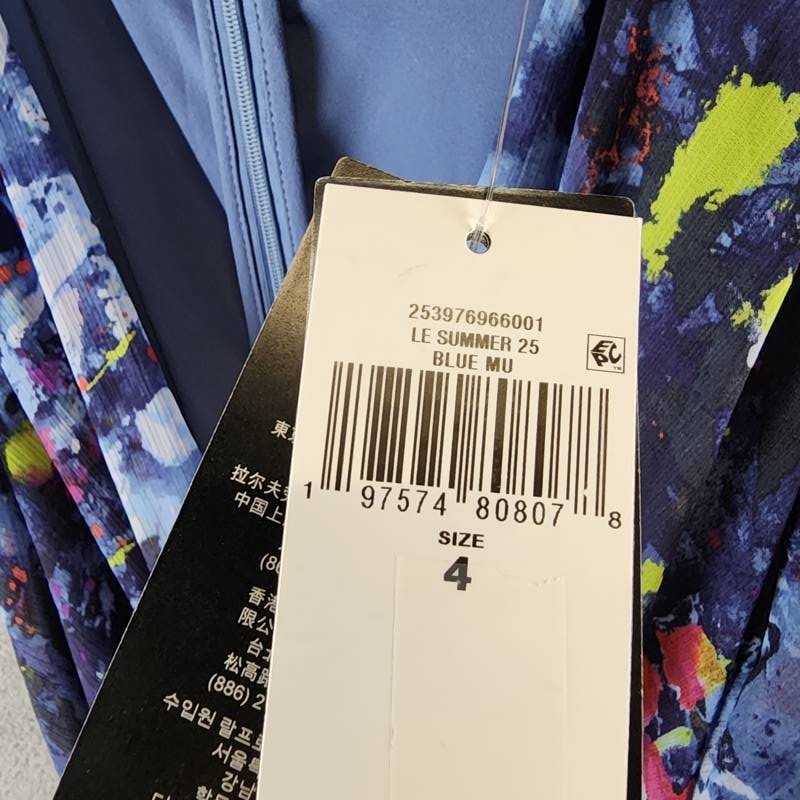 Lauren Ralph Lauren Print Ruffle-Trim Crinkle Georgette Gown Womens 4 Blue Multi