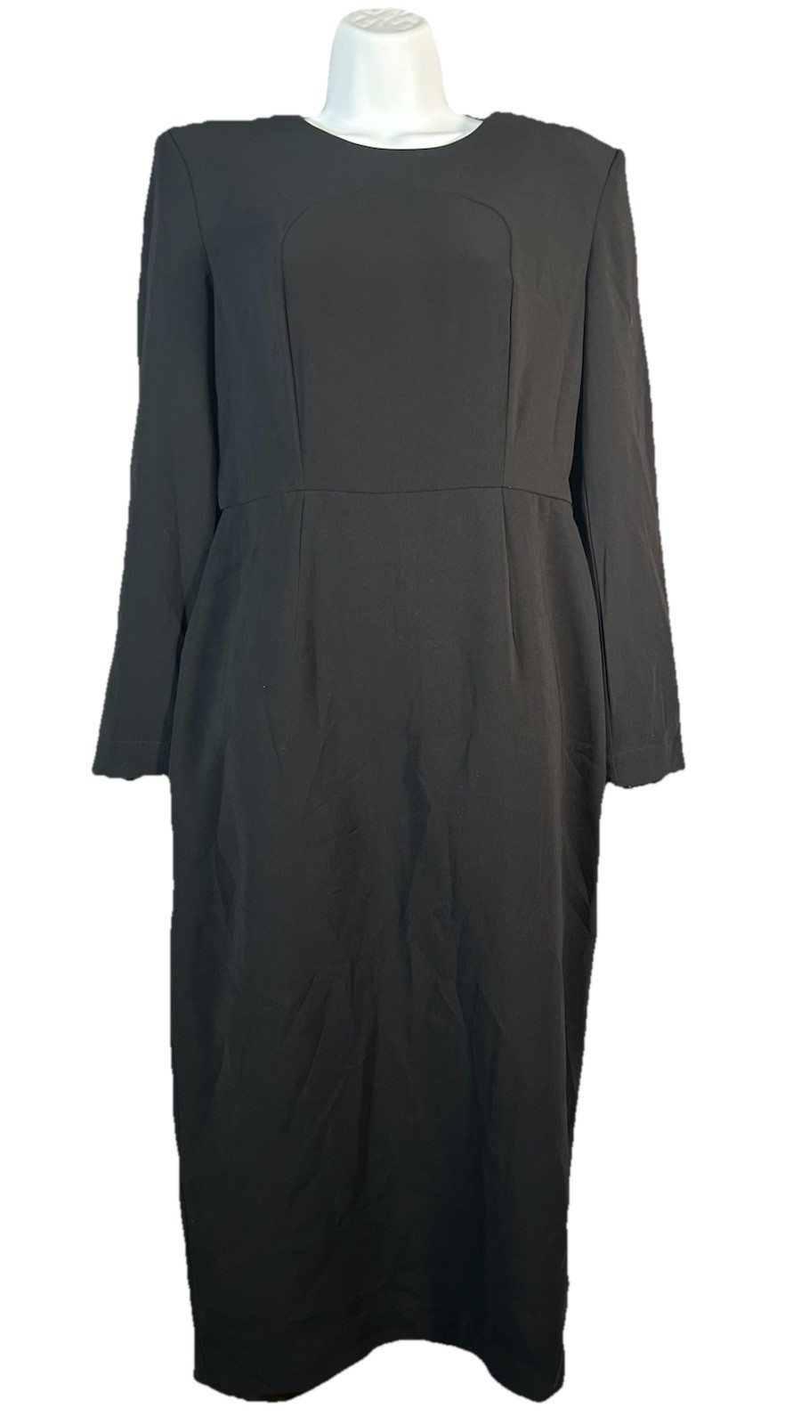 Dress Sergio Hudson Black Small Midi Strong Shoulder