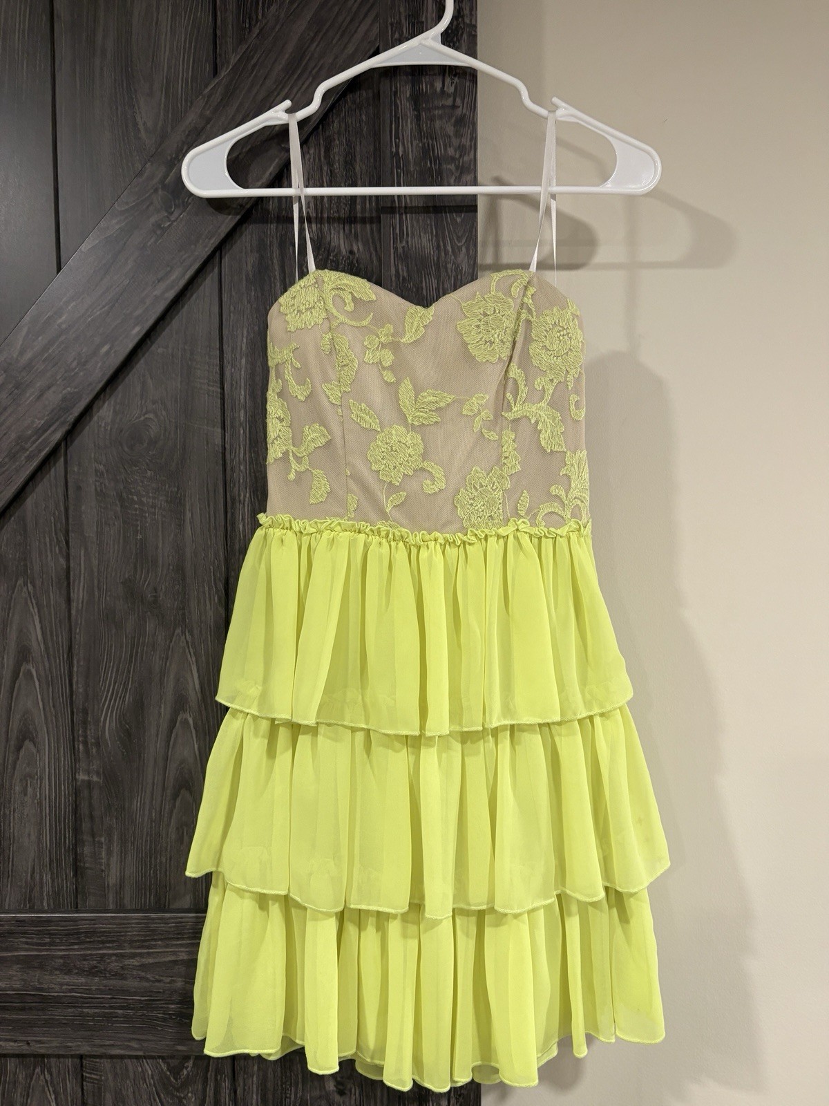 City Triangles Y2K Dress Women’s Sz 5 Yellow Sparkle Lace Layers Fairy Grunge