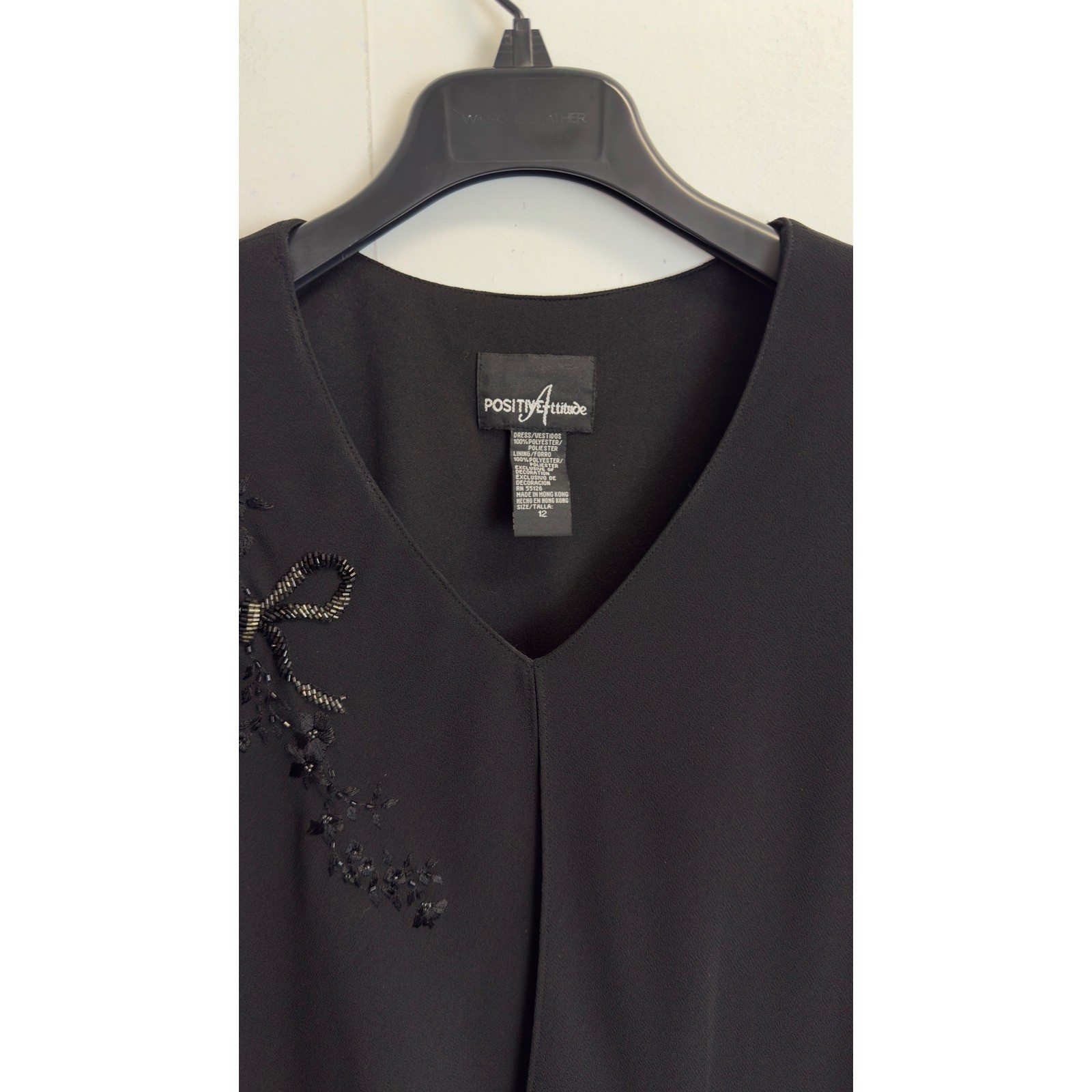 Positive Attitude Womens Black Beaded Bow Midi Dress Mock Two Piece Size 12