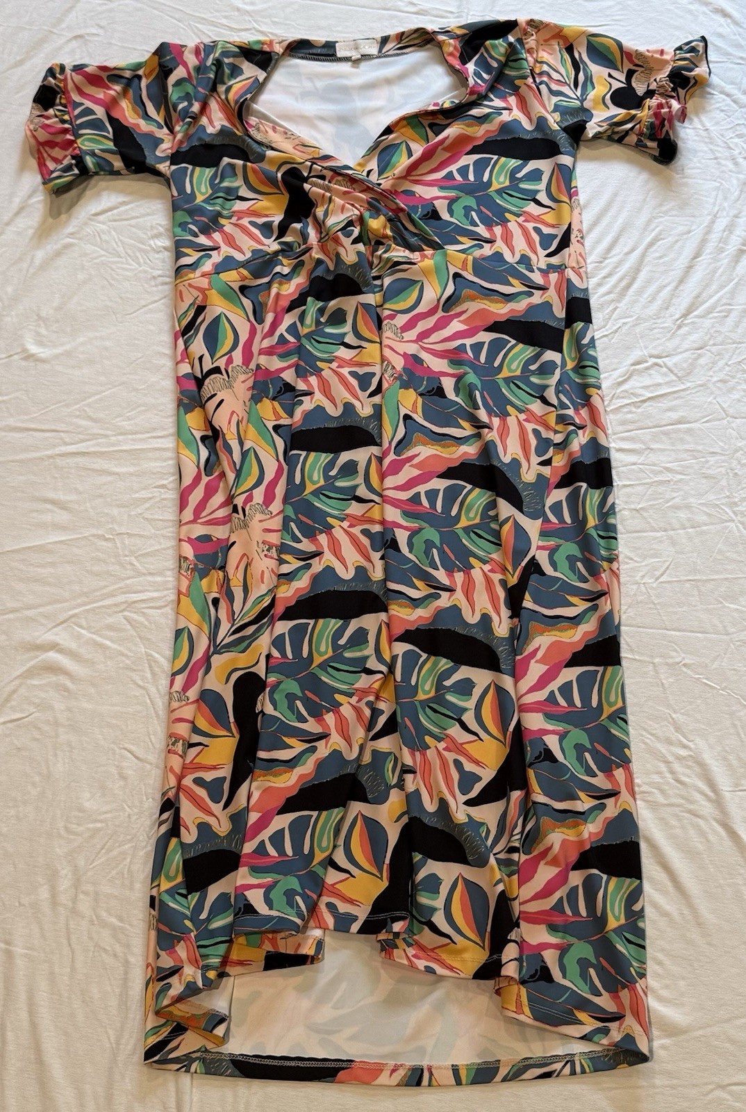 Chelsea & Gin Women’s XL Multicolor Tropical V-Neck Hi-Low Midi Dress