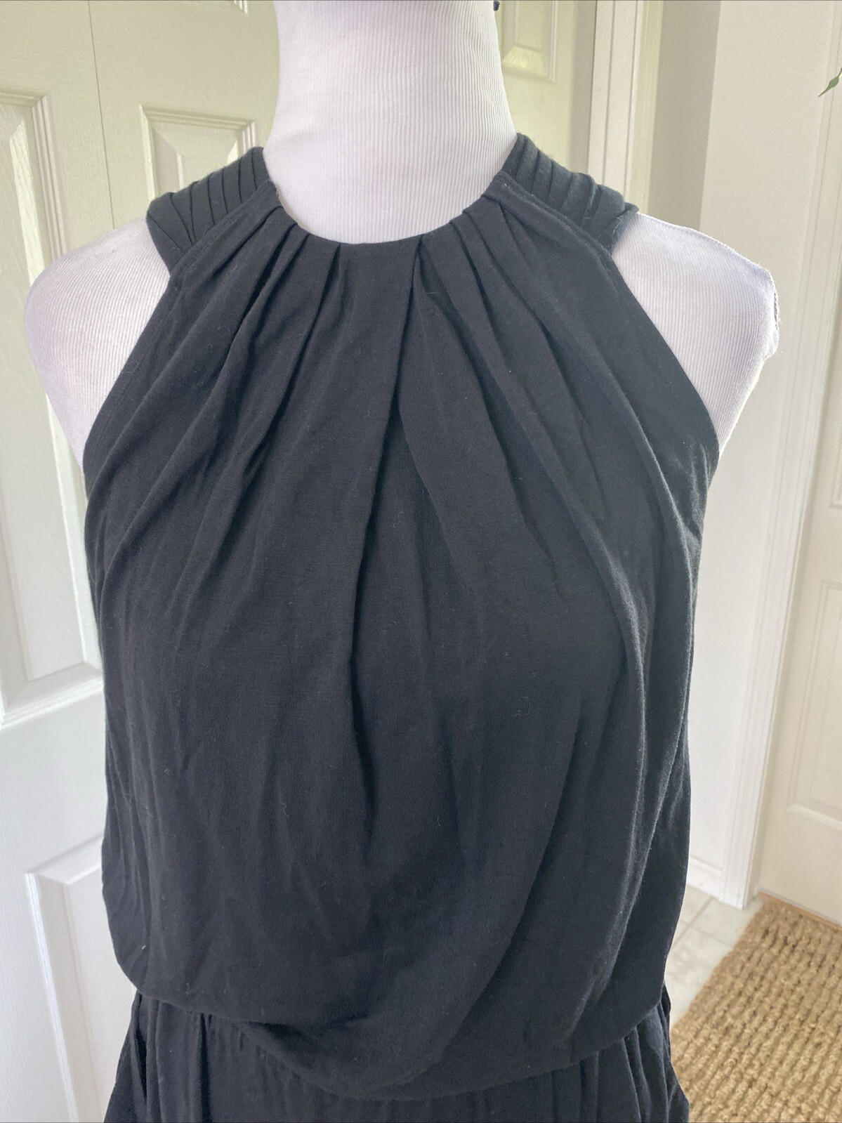 St John Black Jersey Knit Drawstring Sides Pocket Side Slit 6 NWOT