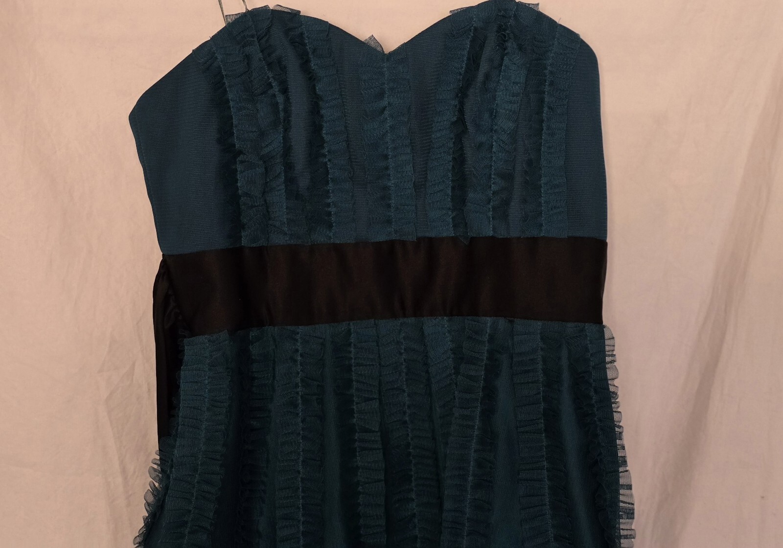 Max & Cleo Dark Jade Sophia Strapless Sweetheart Dress Size 2 Ruffle Tulle