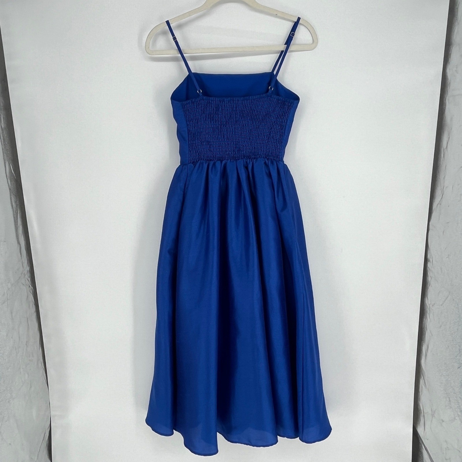 Hutch Royal Blue Midi Dress Medium Spaghetti Strap Fit Flare Wedding Guest