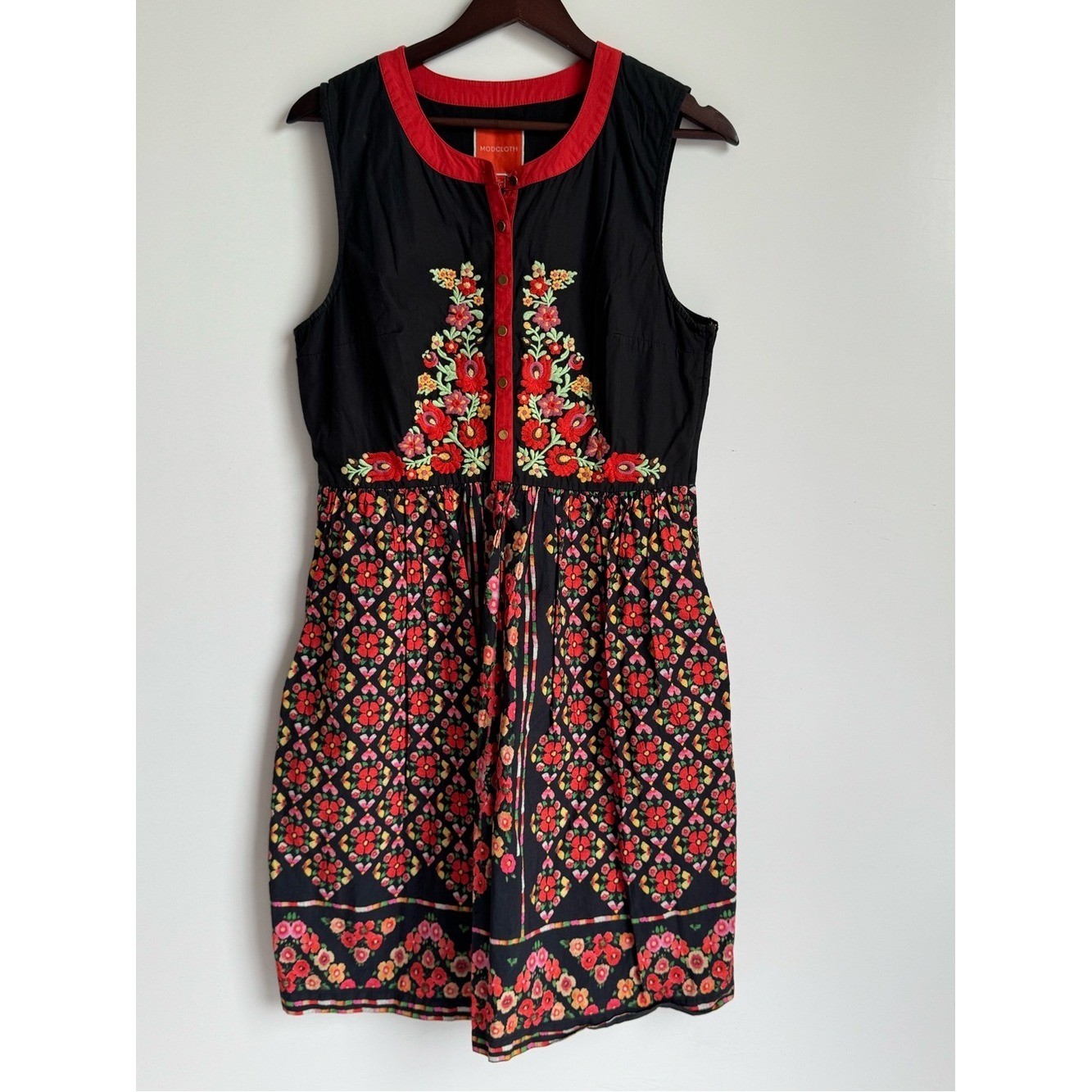 ModCloth Conversation Masterpiece A-Line Midi Dress retro floral Women Large