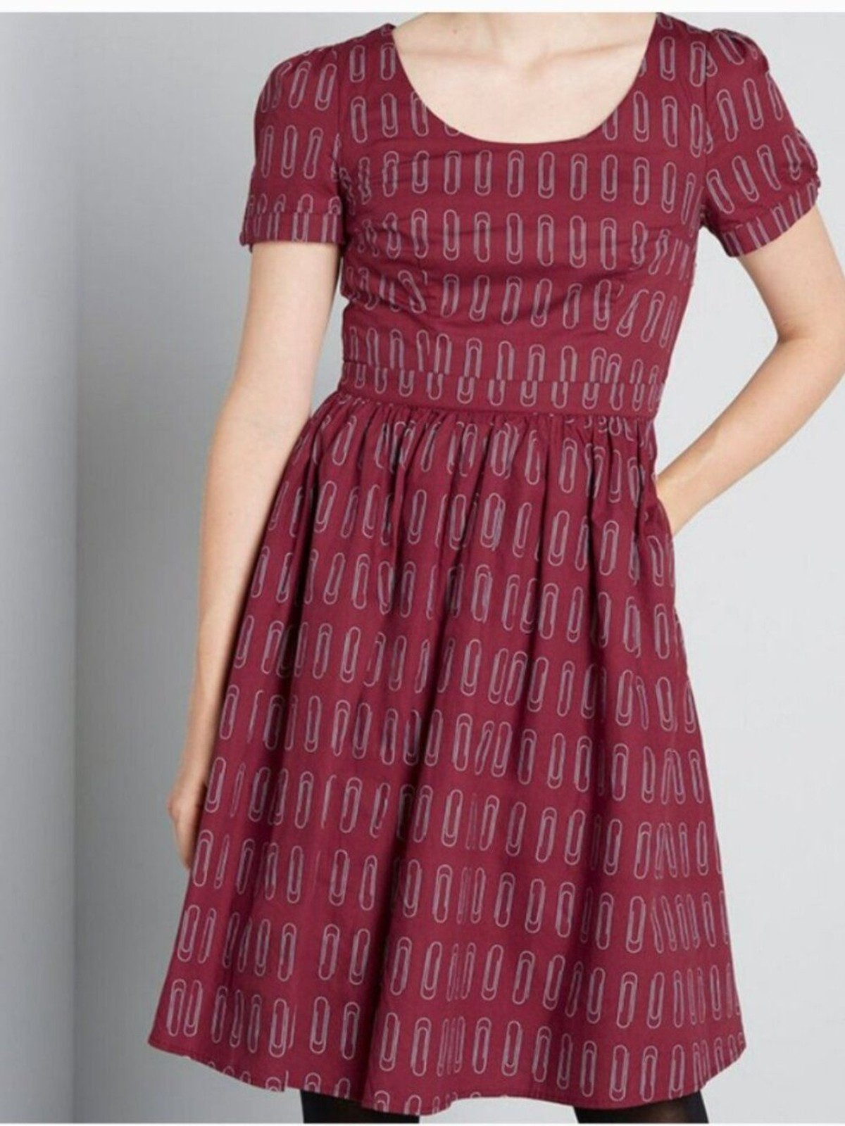 Modcloth Paper Clip What’s the Scoop Red A-Line Dress XXS