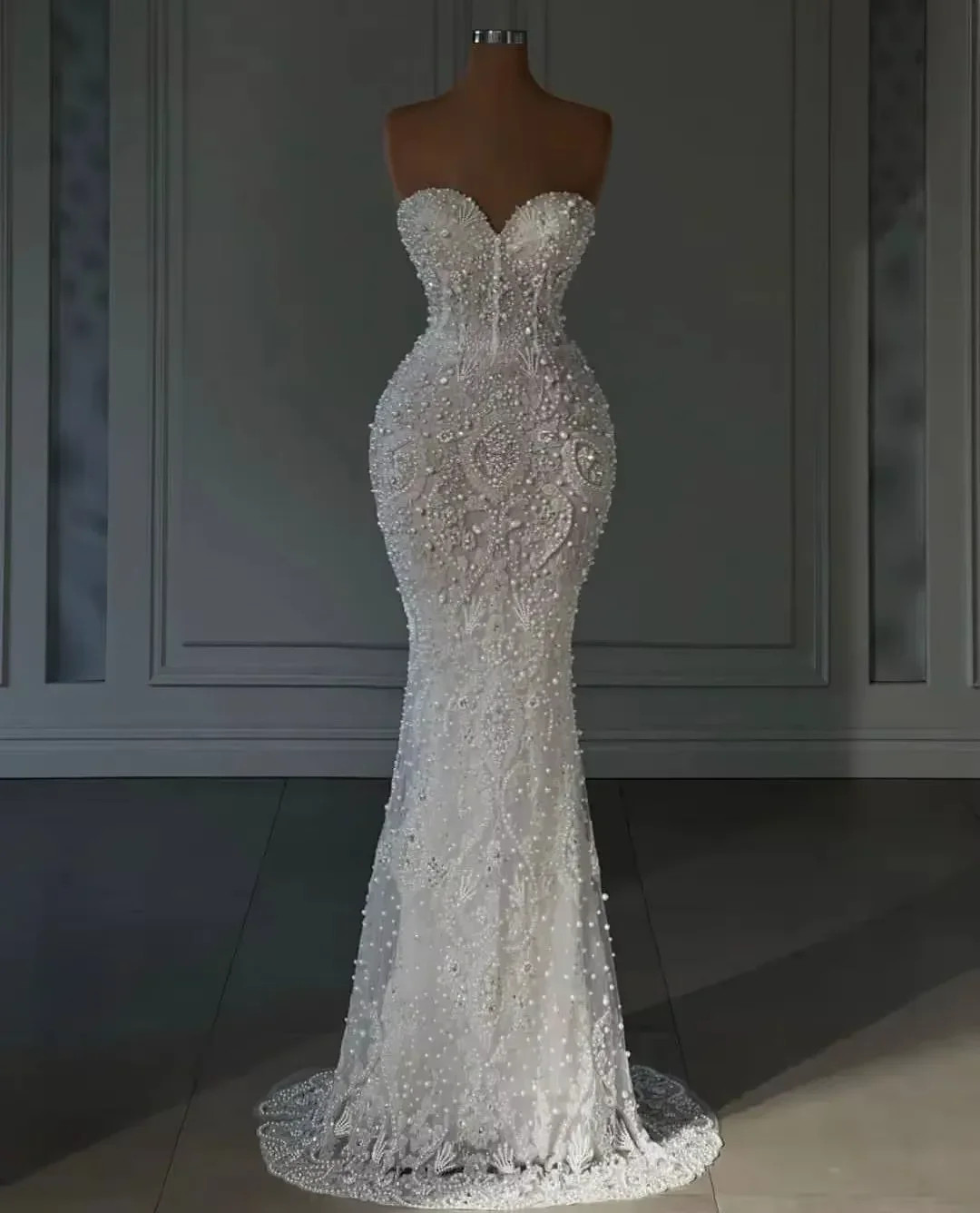 Sweetheart Mermaid Wedding Dresses Bridal Gown Sparkle Off Shoulder Strapless