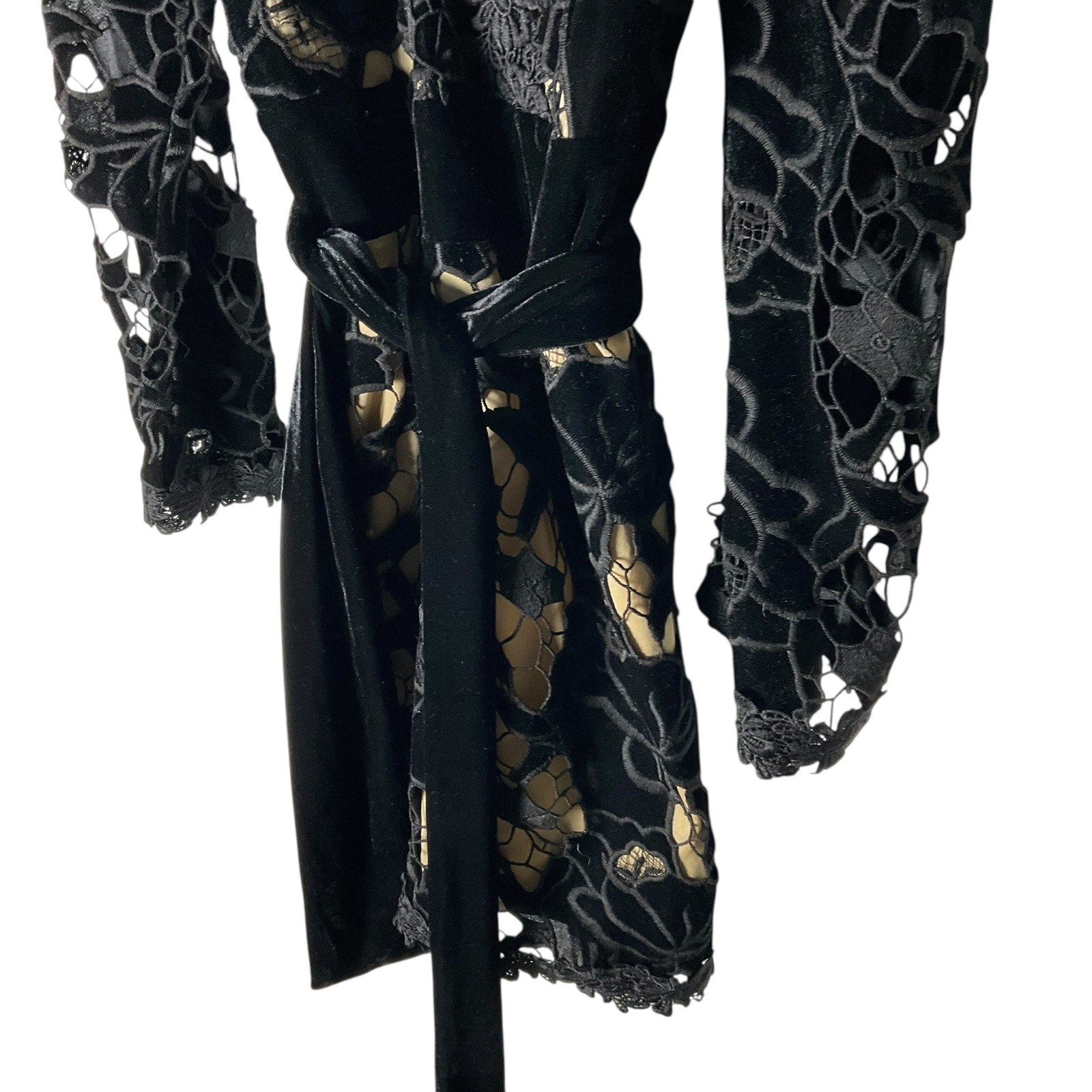 VENUS Velvet Cutout Lace V-Neck Mini Dress Goth Witchy Whimsigoth Black Size 18