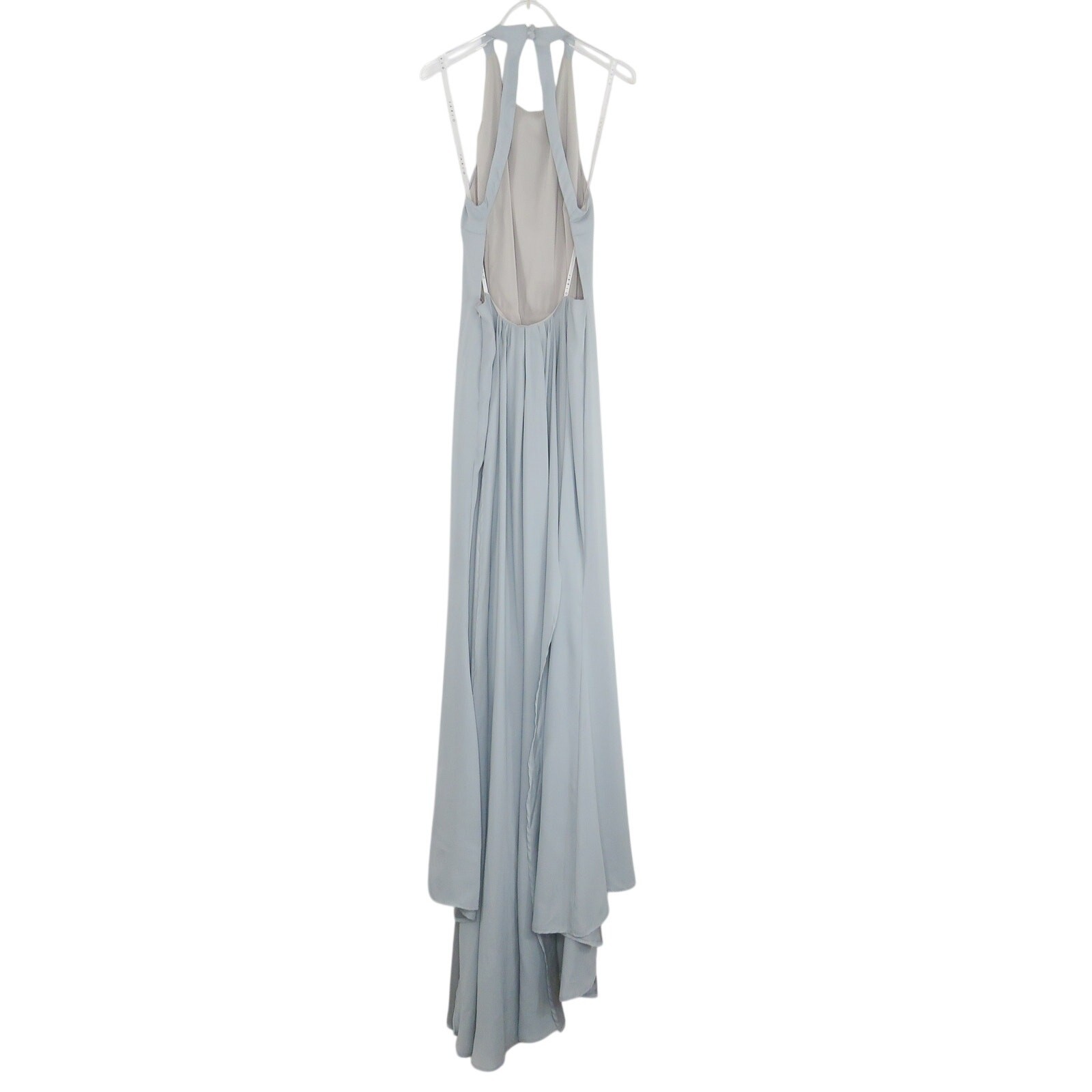 Jarlo Soft Gray Long High Neck Open Back Maxi Dress Bridal Gown Size 14