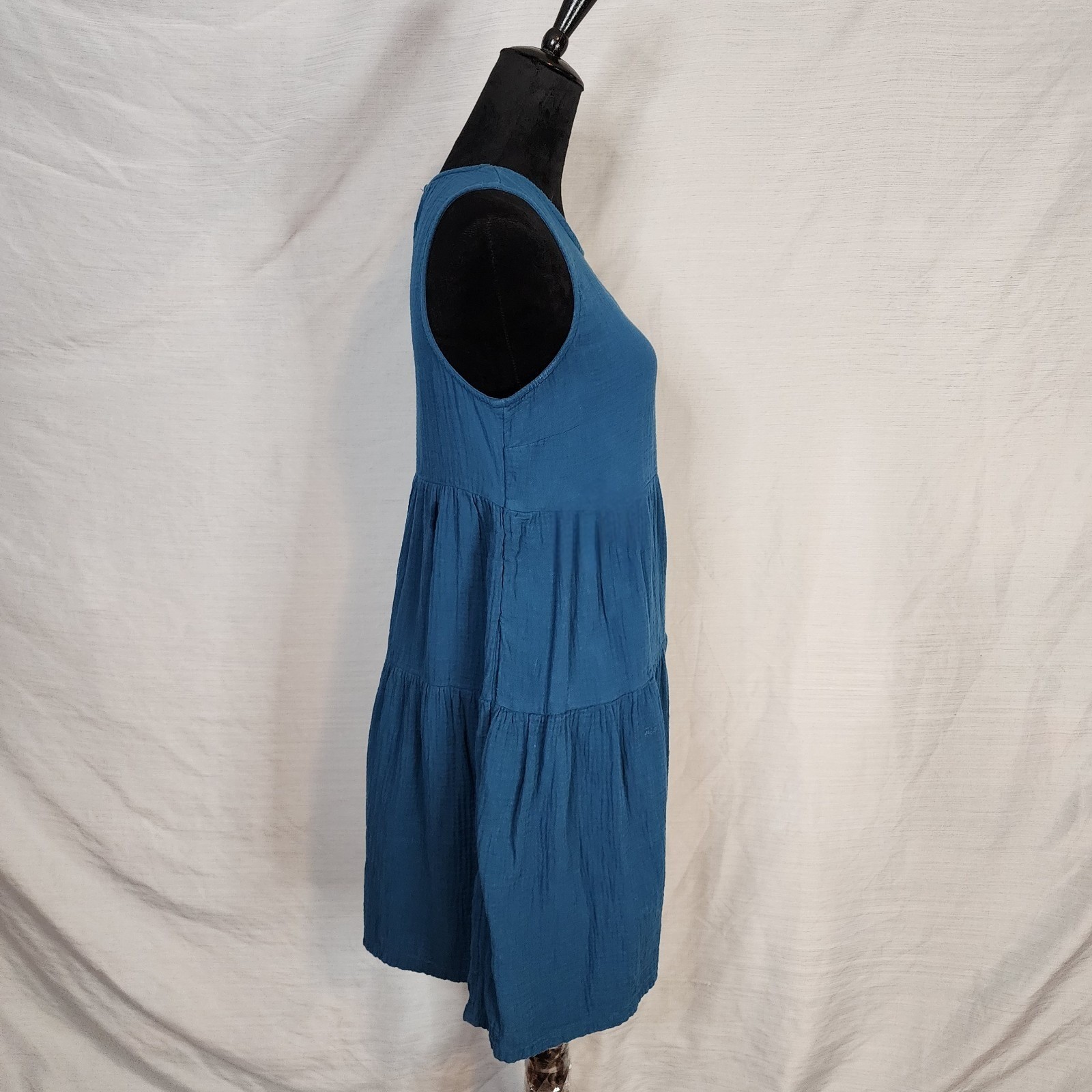 UNIVERSAL THREAD Size XS Teal Peacock Blue Gauze Cotton Tiered Summer Sundress