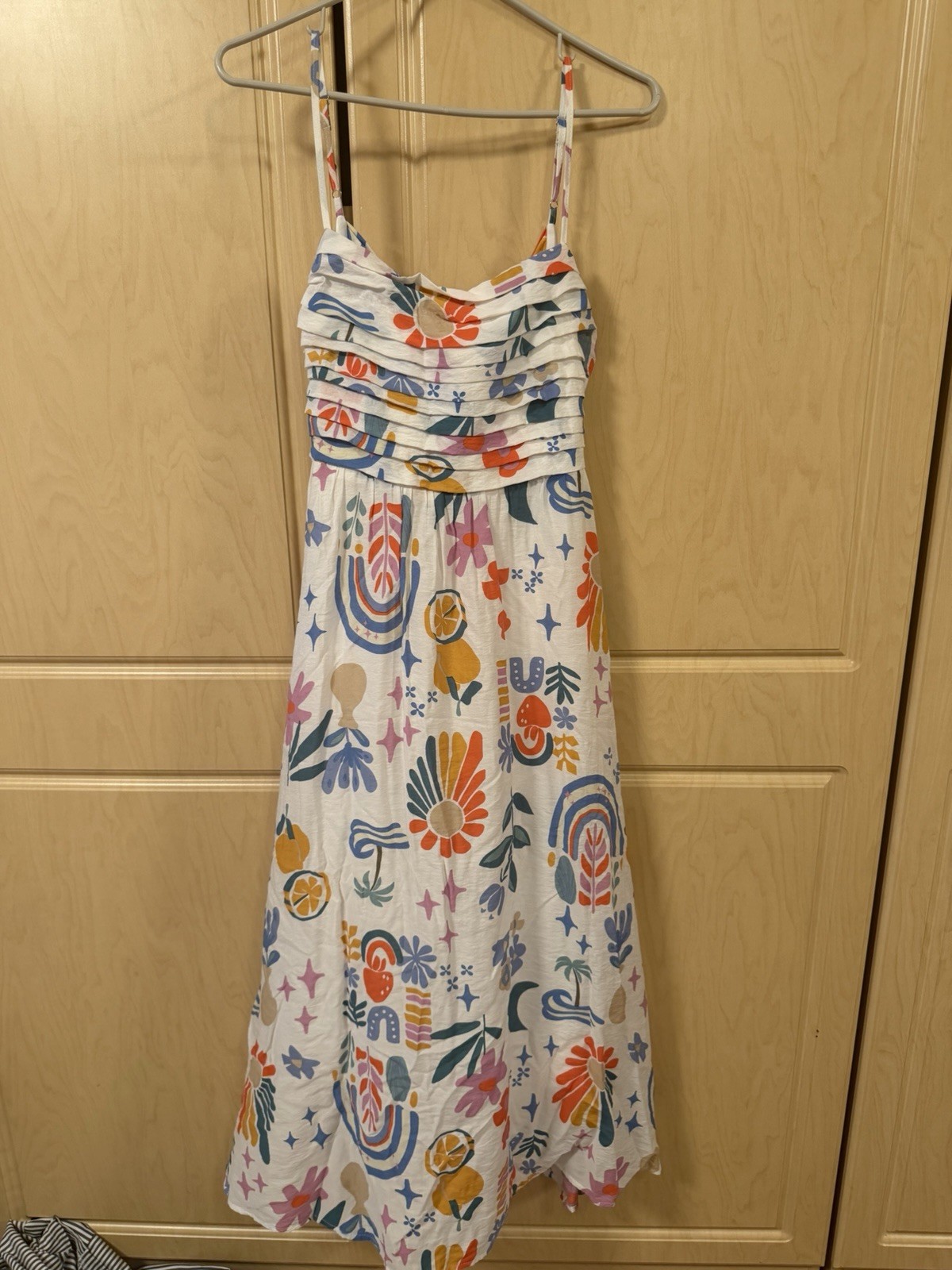 NWT Blu Pepper Maxi Dress Vacation Beach Open Back White Purple Blue M New