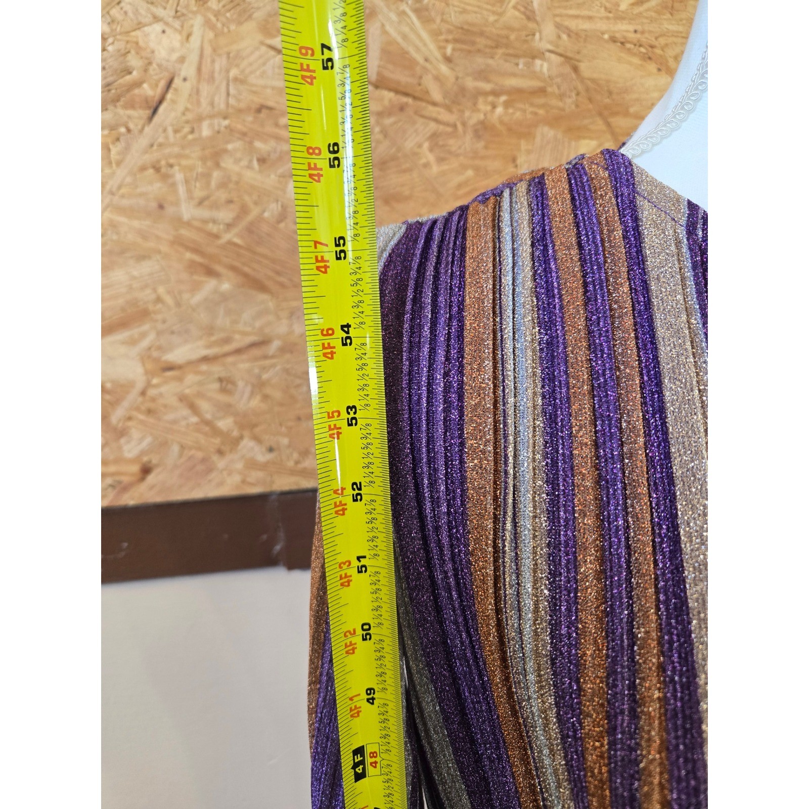 Kendall + Kylie Purple Orange Metallic Striped Pleated Maxi Dress Size 8/10