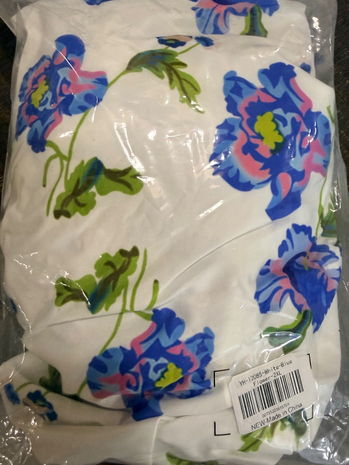 NWT Allover Floral Print Short Sleeve Maxi Dress White Blue Purple Size 2XL