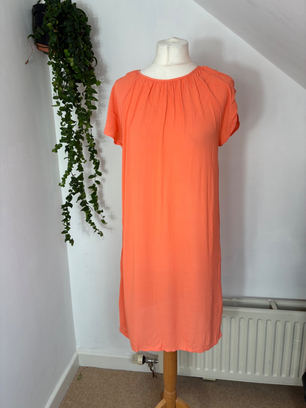 PARFOIS COLLECTION PEACH SUMMER DRESS APPROX 10 12 FLUTTER SLEEVES A LINE POCKET