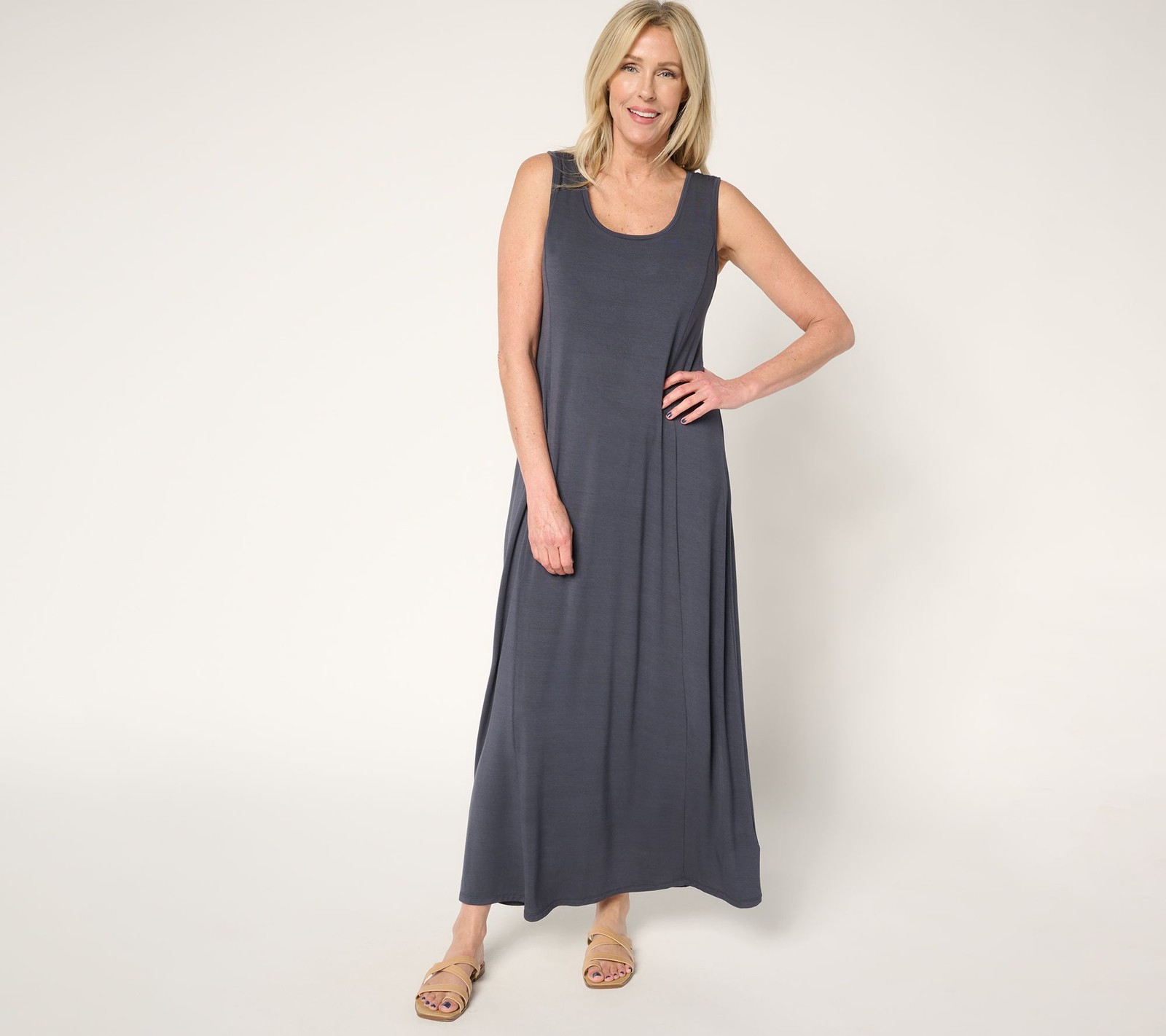 Modern Soul Soothing Knit Jersey Maxi Dress with Support System Midnight S New