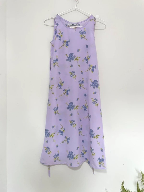 Vintage 90’s Jonathan Martin Lavender Dream Mini Dress Size 8USA xxxs (UK 2)