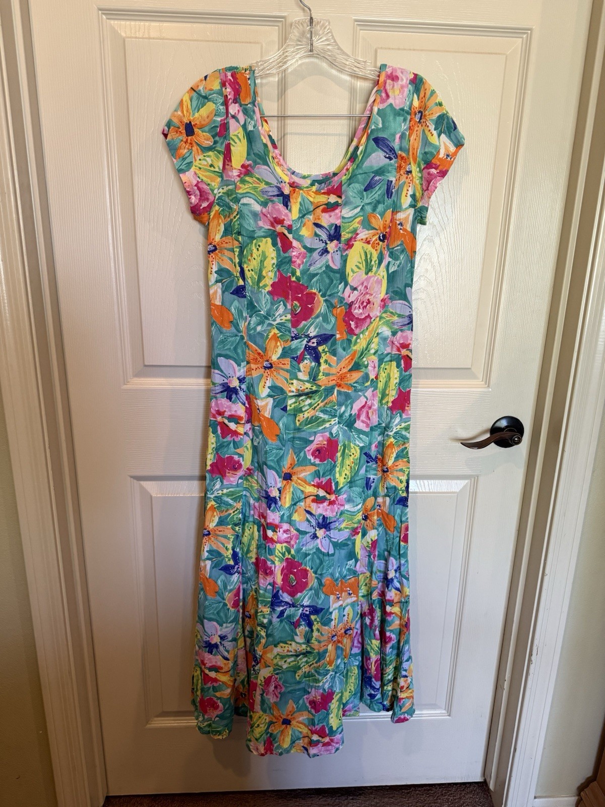 Vintage Jams World Women’s Tropical Print Maxi Dress Size M Y2K