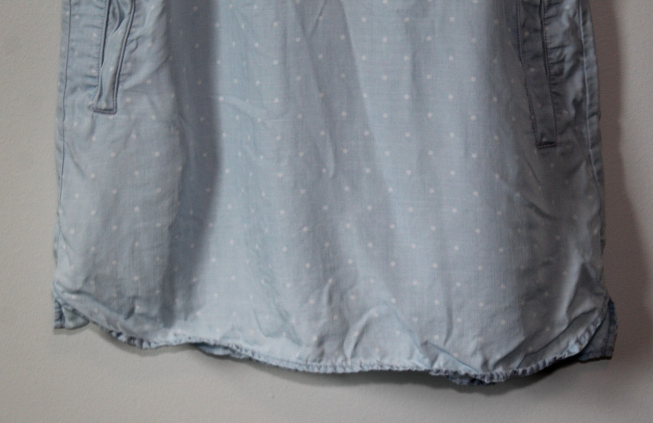 Cloth & Stone Dot Denim Chambray Tunic Top Faded Mini Shirt Dress Size Medium