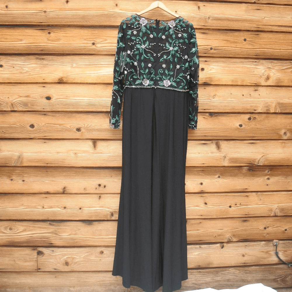 Mac Duggal 67870 BEADED ILLUSION HIGH NECK TRUMPET GOWN Black Multi Size 20