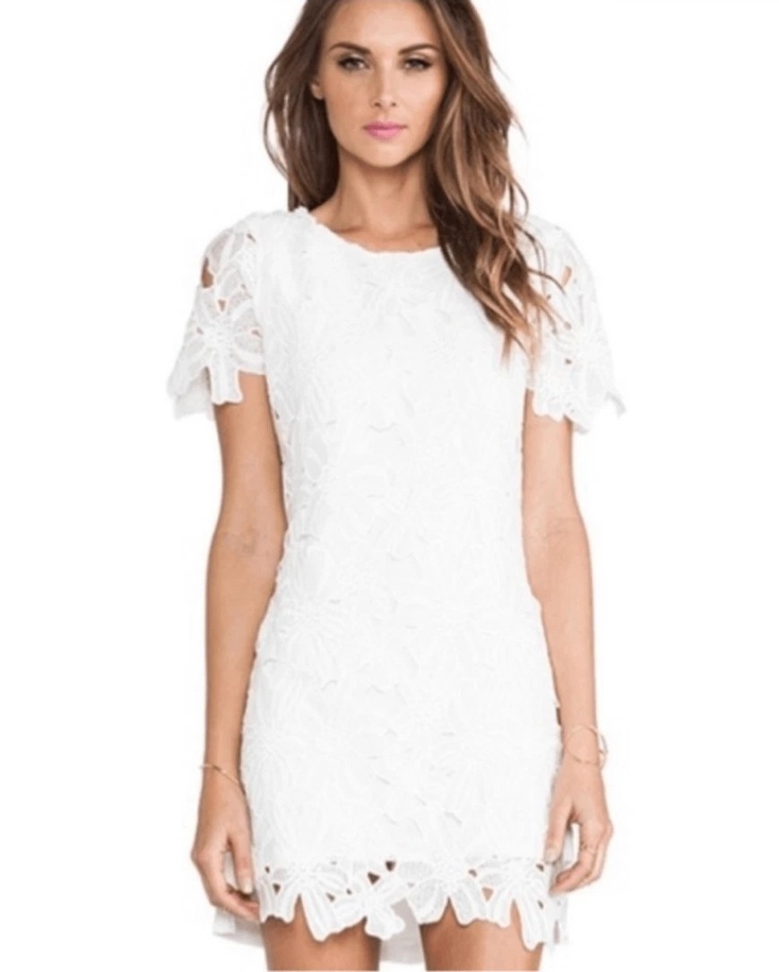J.O.A Los Angeles White Floral Lace Sheath Dress Size M