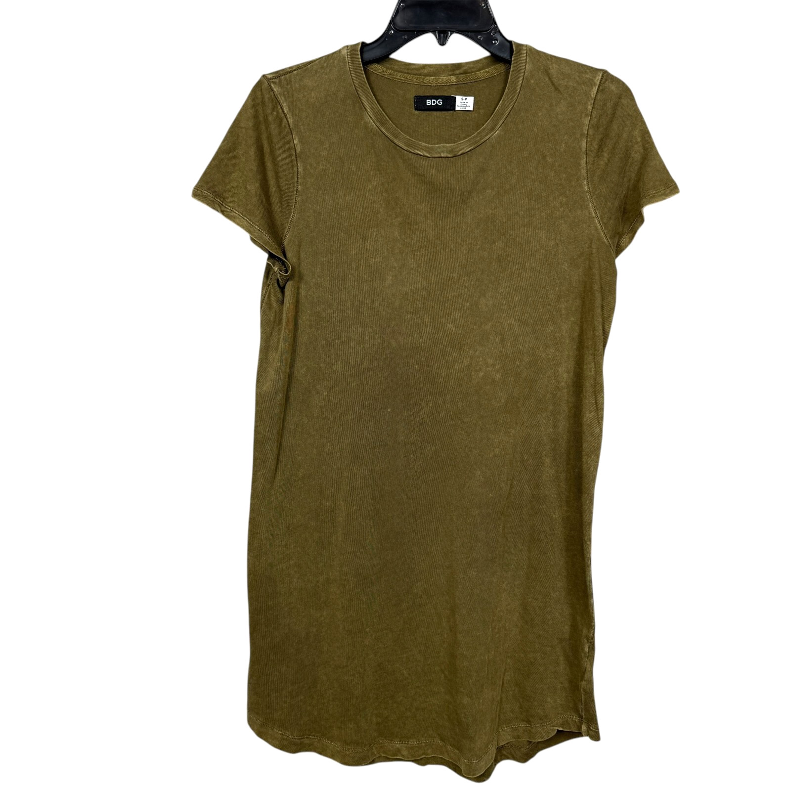 BDG T Shirt Dress Small Green Mini Casual Crewneck Stretch Short Sleeve Acid