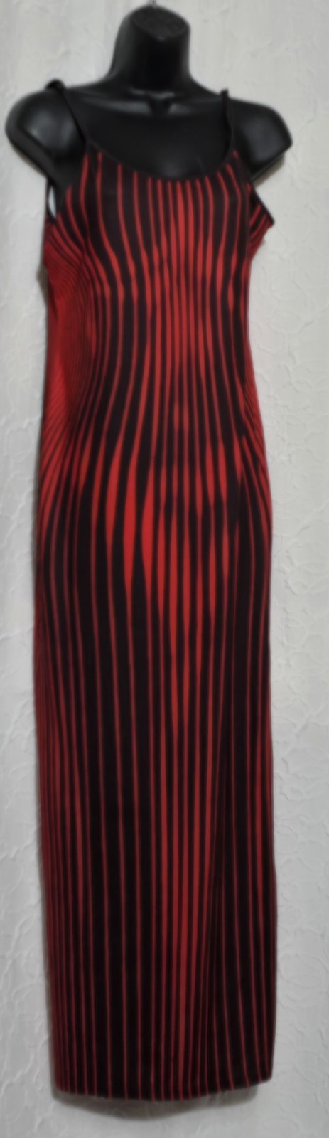 SHEIN Red & Brown Print Bodycon Spaghetti Strap Low Back Maxi Dress Sz M