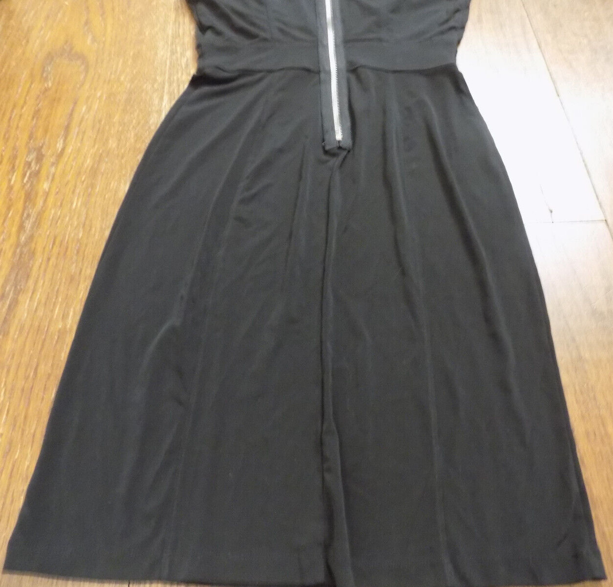 Carole Little Dress Black Ruffle Cap Sleeves Empire Waist Soft stretch fabric 4