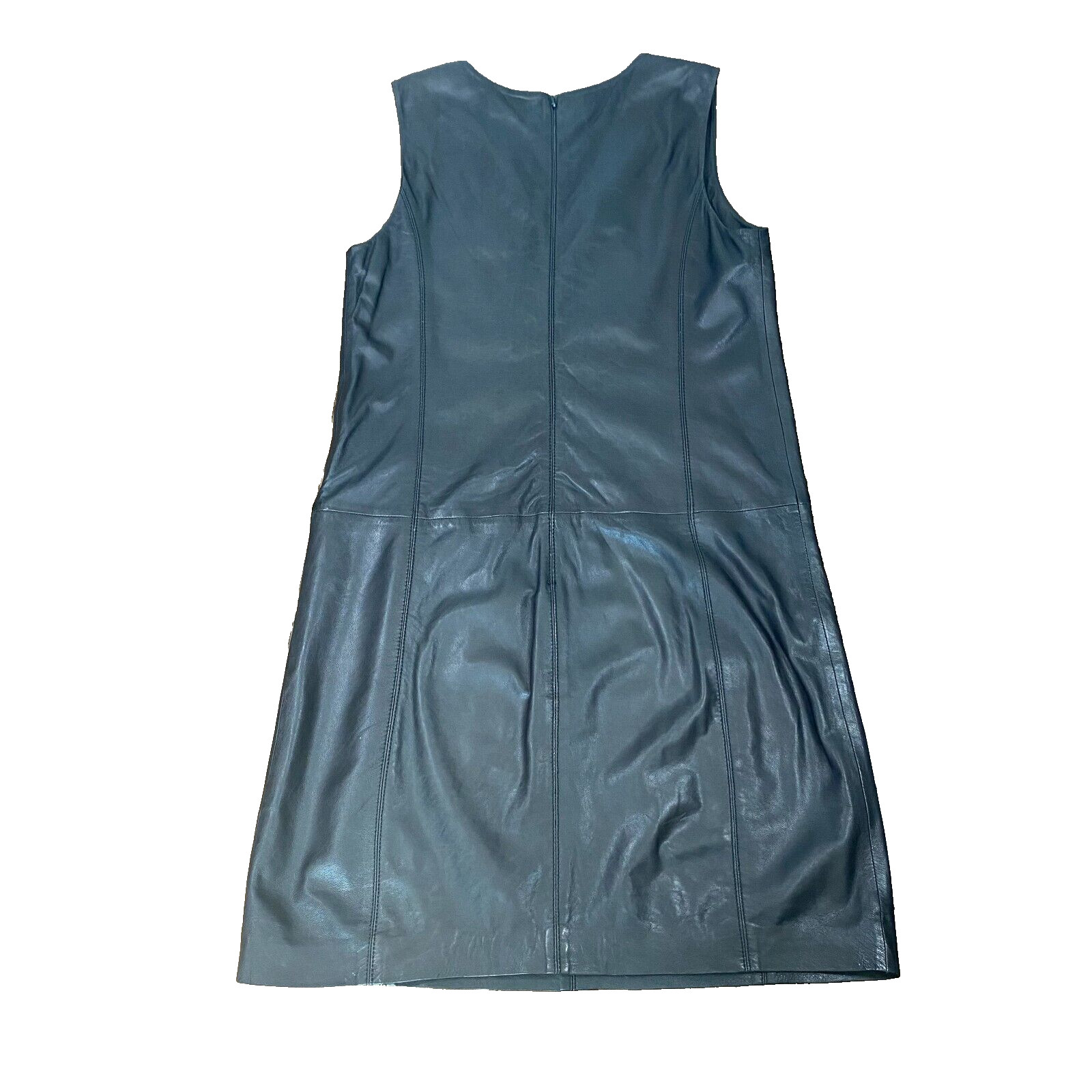 Halogen Black Leather A Line Sheath Dress Womens XS Sleeveless Knee Length VGC