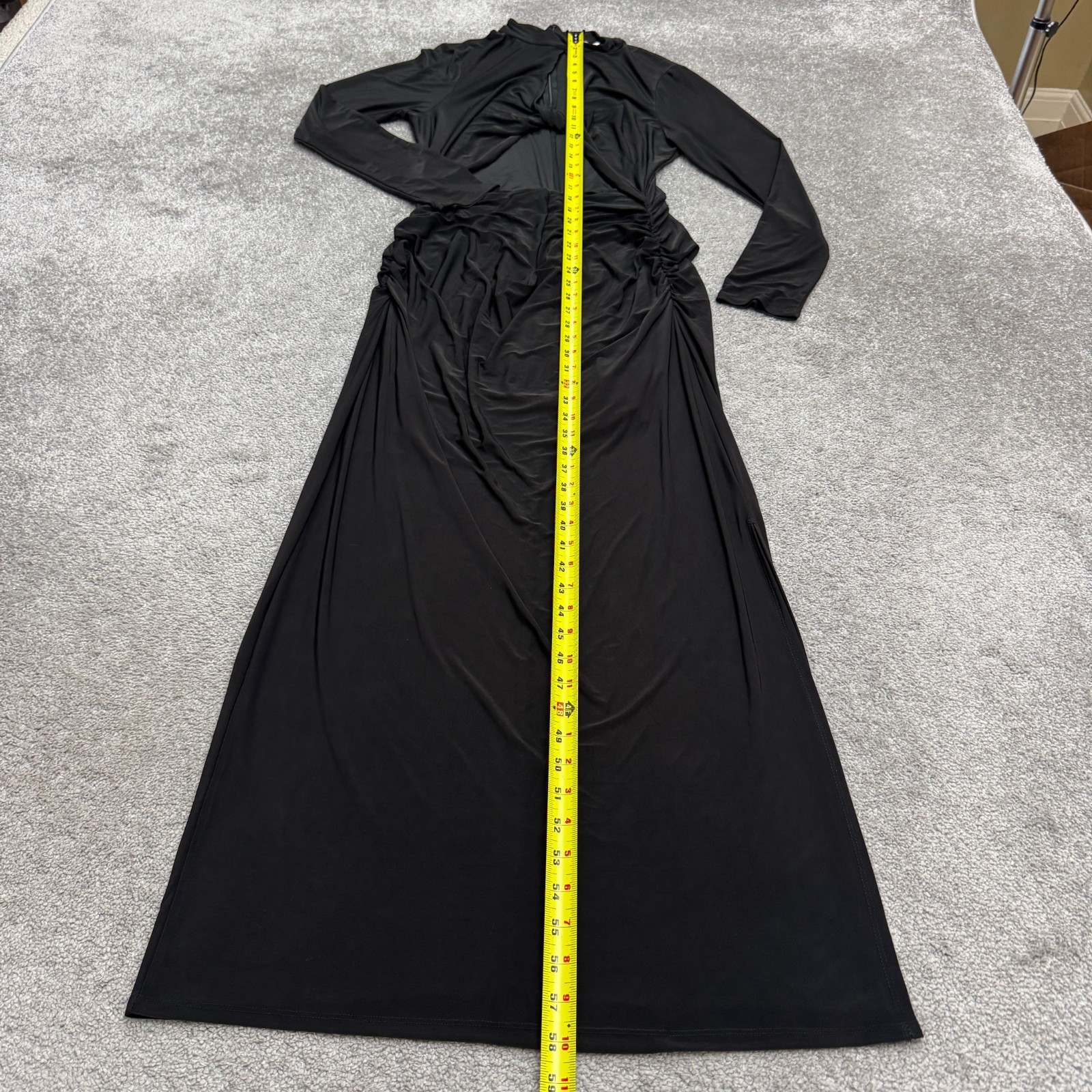 WAYF Cut Out Twisted Front Long Sleeve Maxi Dress Womens XL Black Slit Formal