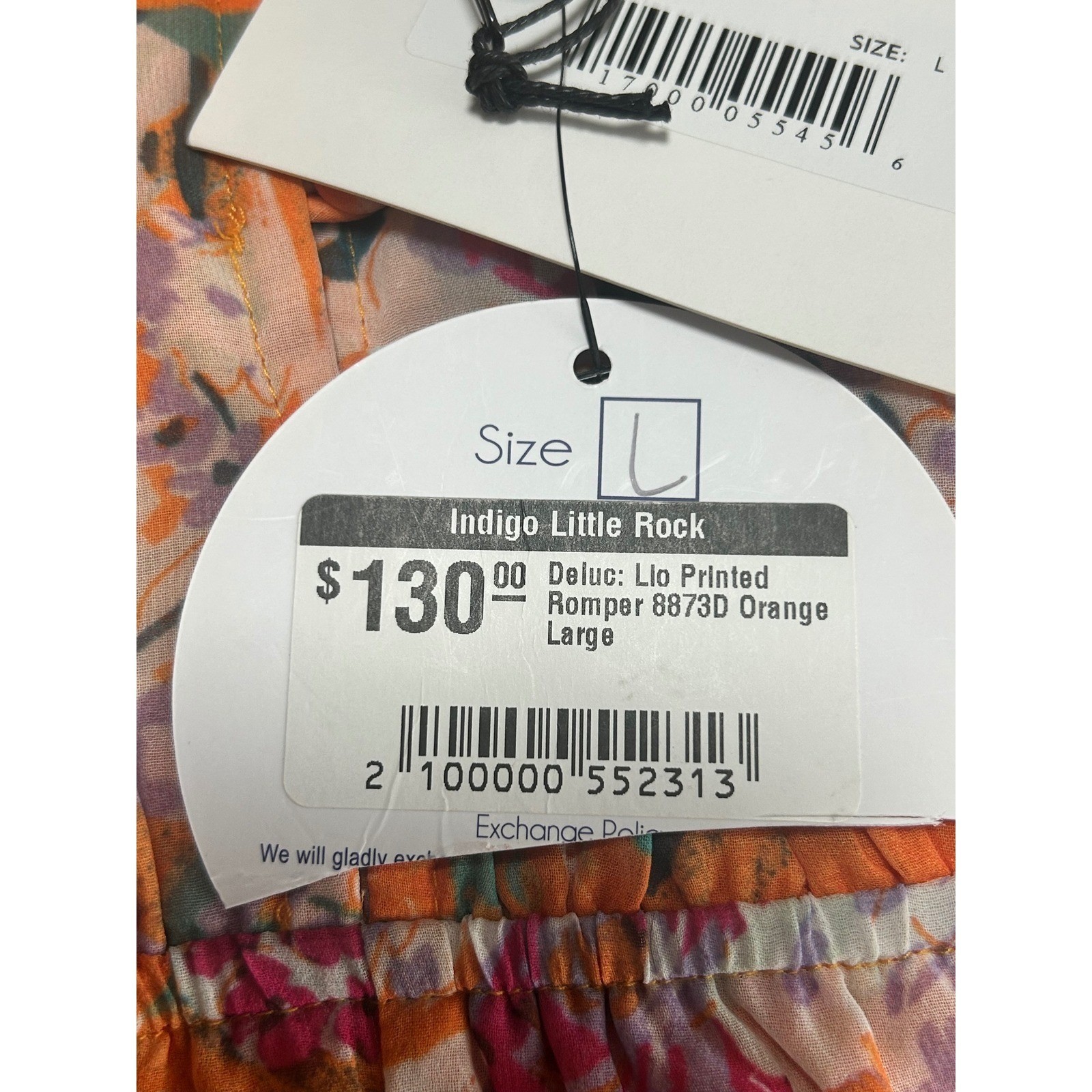 NEW DELUC LARGE Romper Orange Floral Print Tie Neck Long Sleeve Ruffle – AC