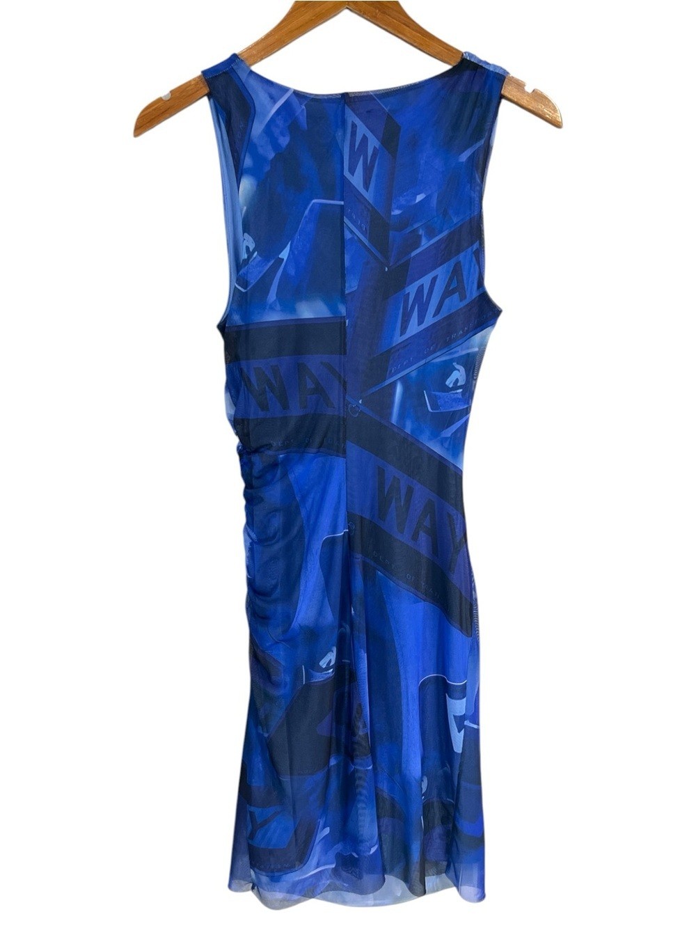 NWT Desigual Draped Mini Length Blue Arty Fitted Dress Size Small