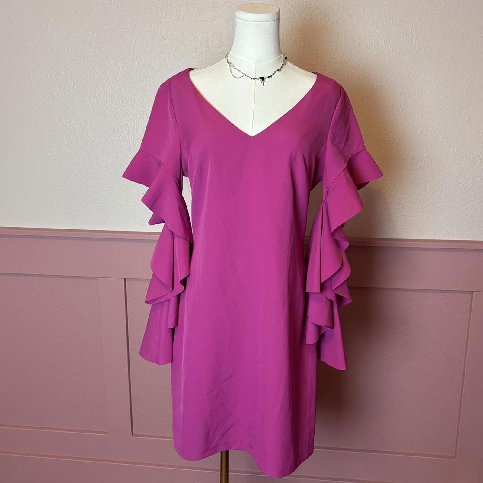 babydoll coquette barbie ruffle cocktail dress Badgley Mischka nwt Belle pink 10