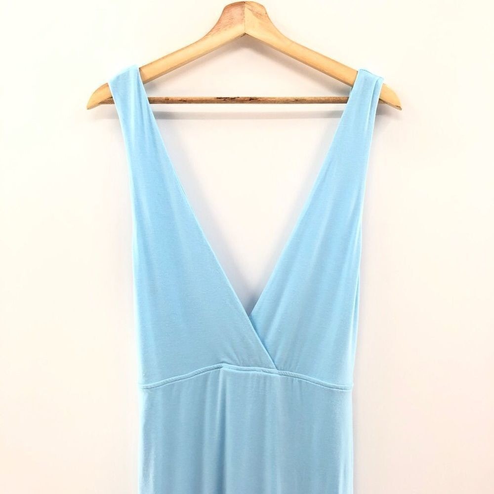 Superdown Erika Deep V Jersey Maxi in Baby Blue M