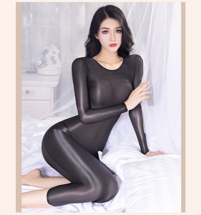 Womens Long Sleeve Shiny Glossy Sheer Bodycon Dress Mini Dress Clubwear Party