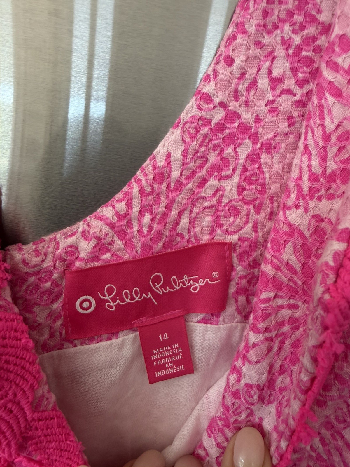 Lilly Pulitzer for Target Pink Shift Dress Size 14 Preppy Gold Zipper