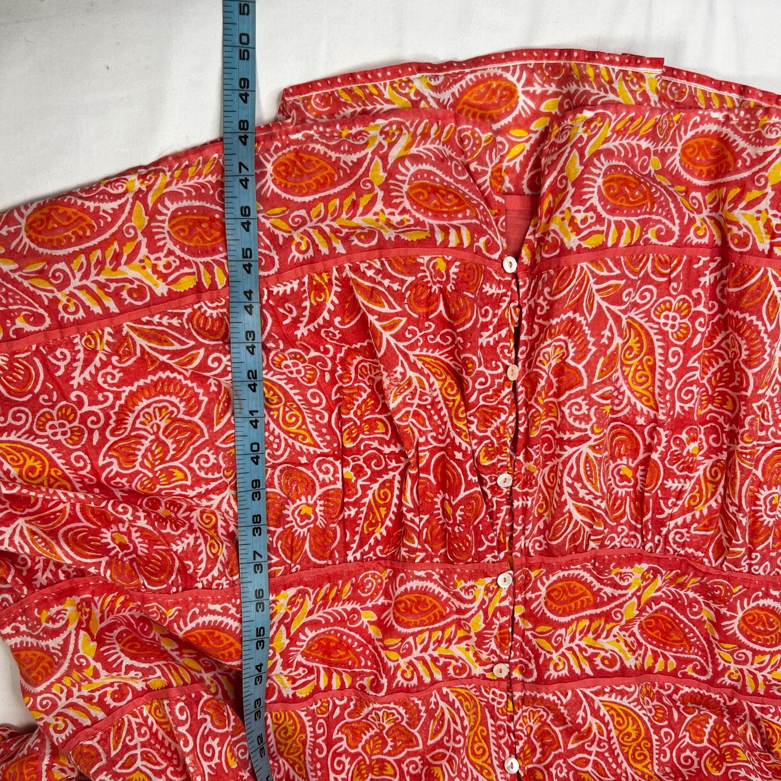 Cleobella Violet Midi Dress Blossom Floral Block Print Orange Peach Pink Medium