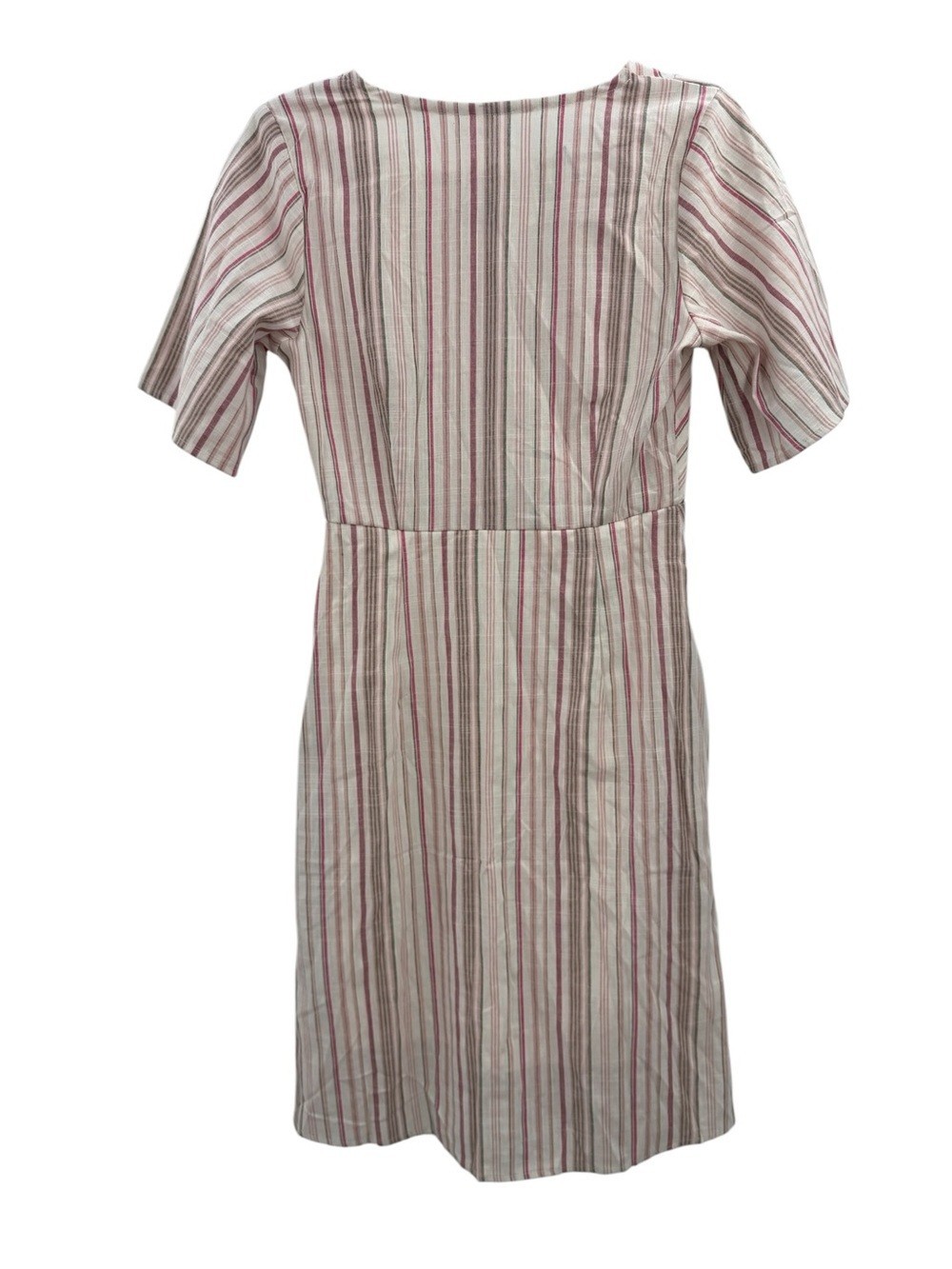 NWT Sleeveless Button Front Linen Blend Striped Dress Top in Pink & Cream