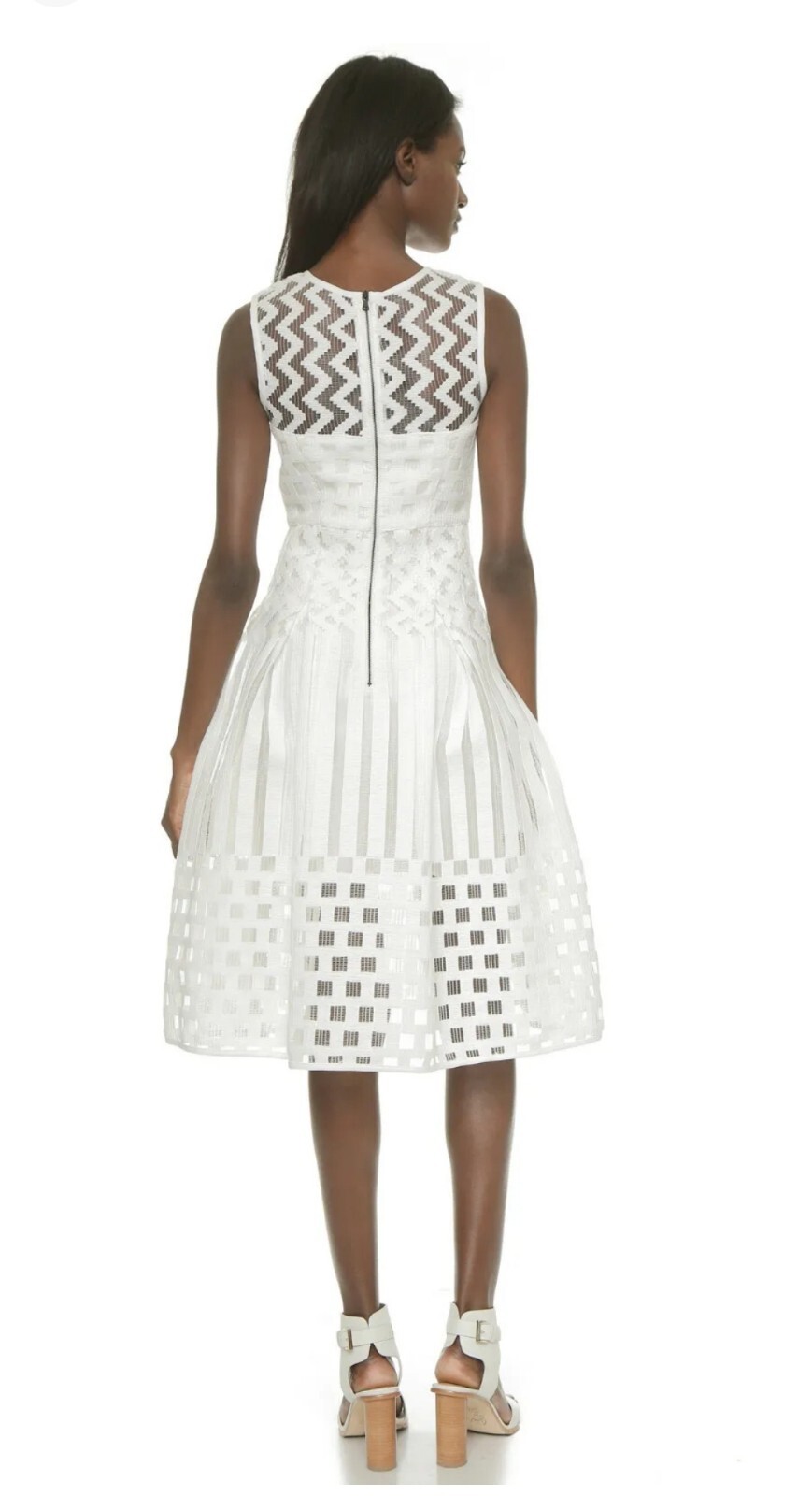 Milly Illusion Filament Inverted Pleat White A-line Dress NWT $750.00 Size 4 S