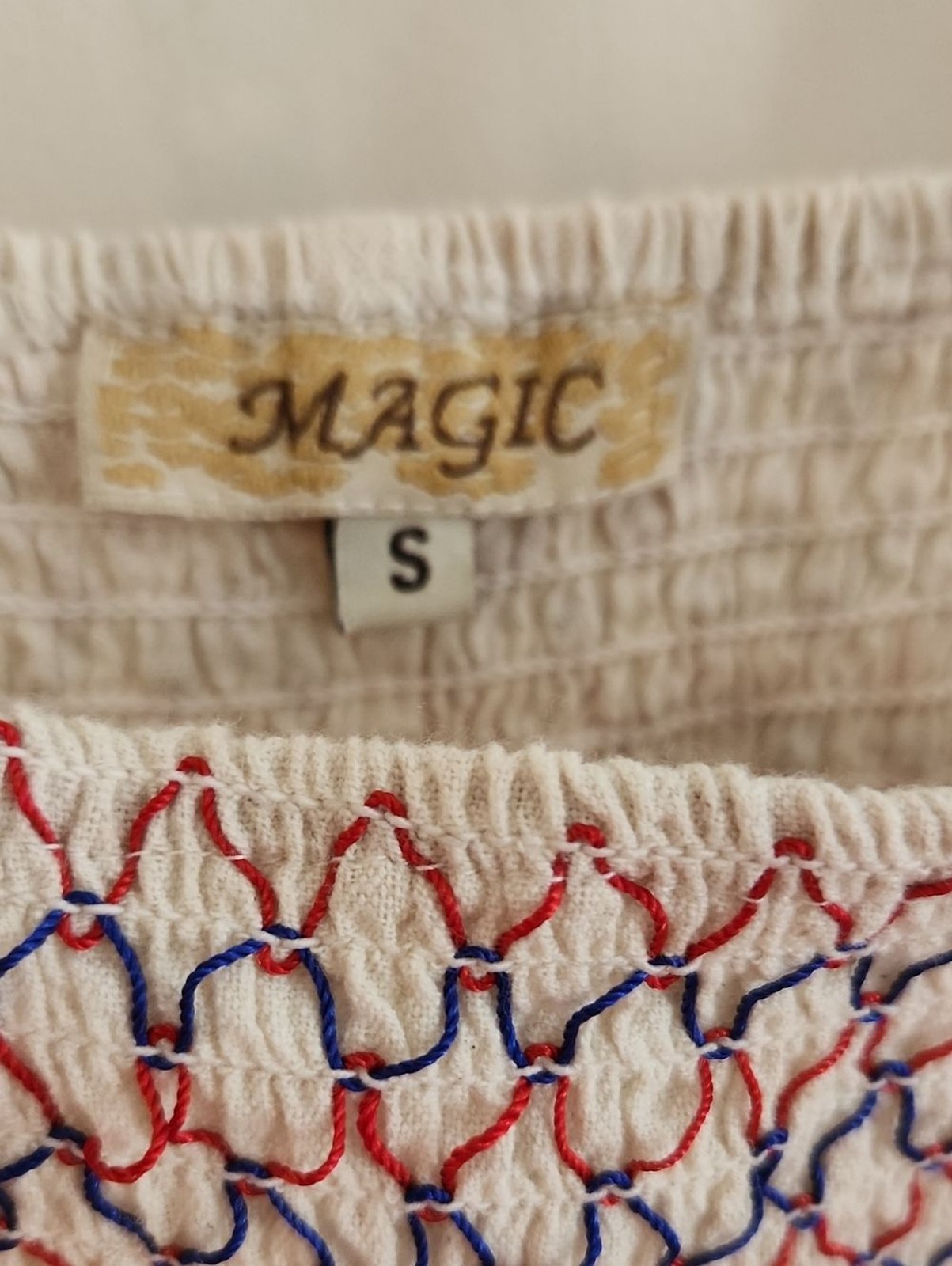 MAGIC Cream Smocked Dress Sz S