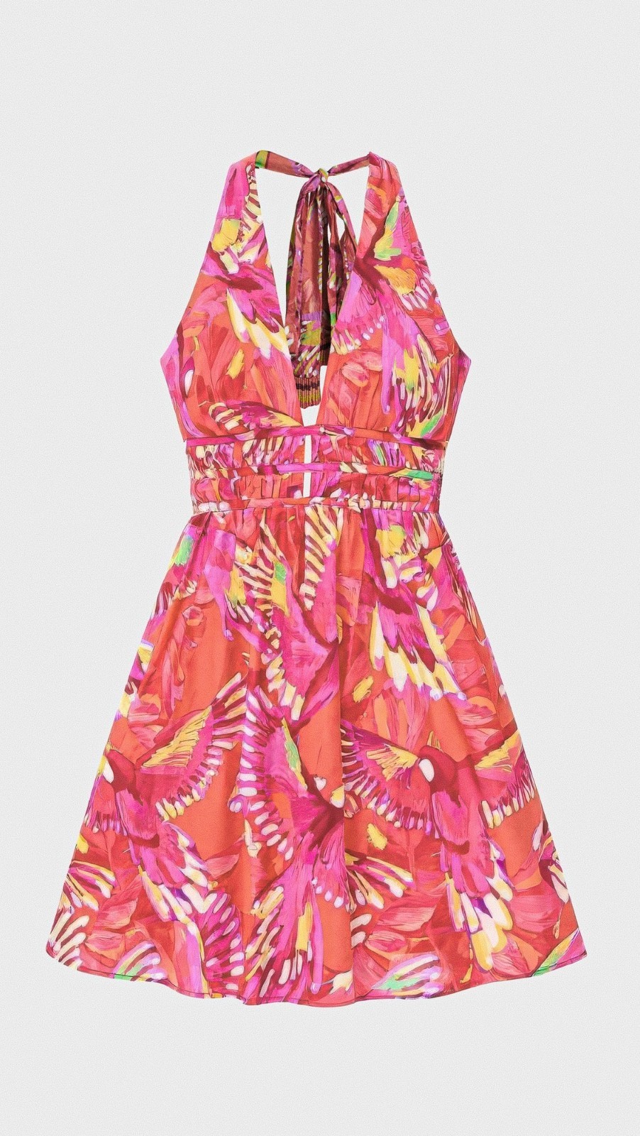 FARM Rio Flying Birds Halter Mini Dress – Open Back- Small- New Without Tags