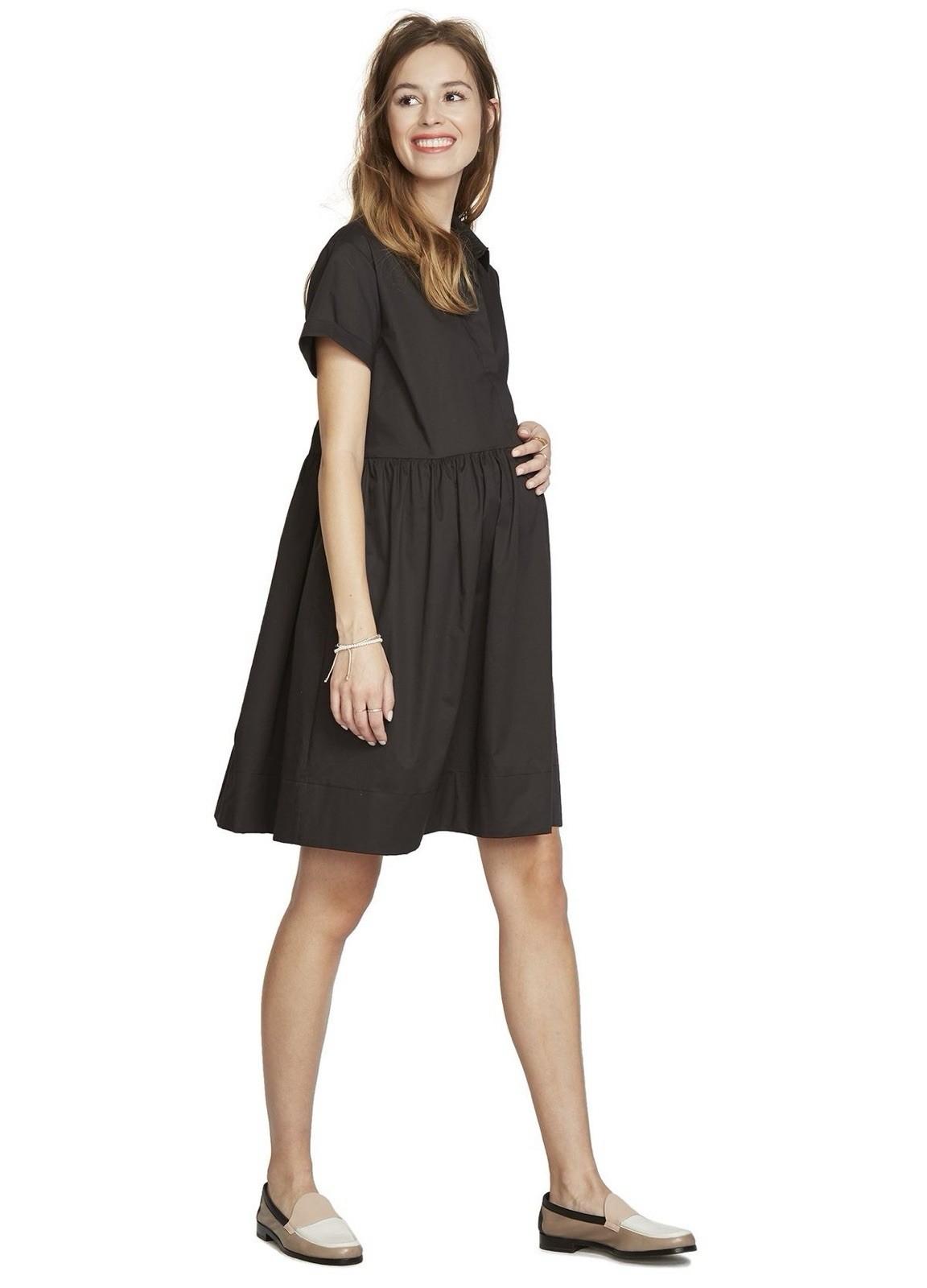 HATCH Maternity Women’s THE THEA DRESS Black Poplin Size 0 (XS/0-2) $278 NEW