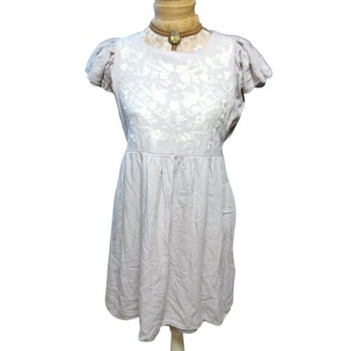 Flutter Sleeve Short Embroidered Summer Dress M