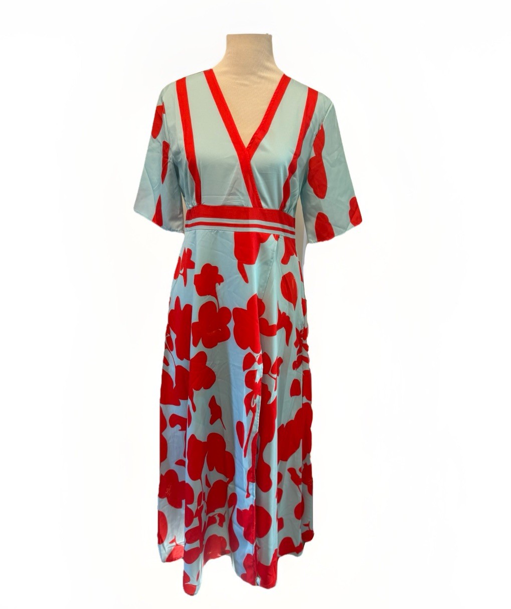 KALI Women’s MILANO DESIGN Short Sleeve Unlined Lightweight Dress NWOT M