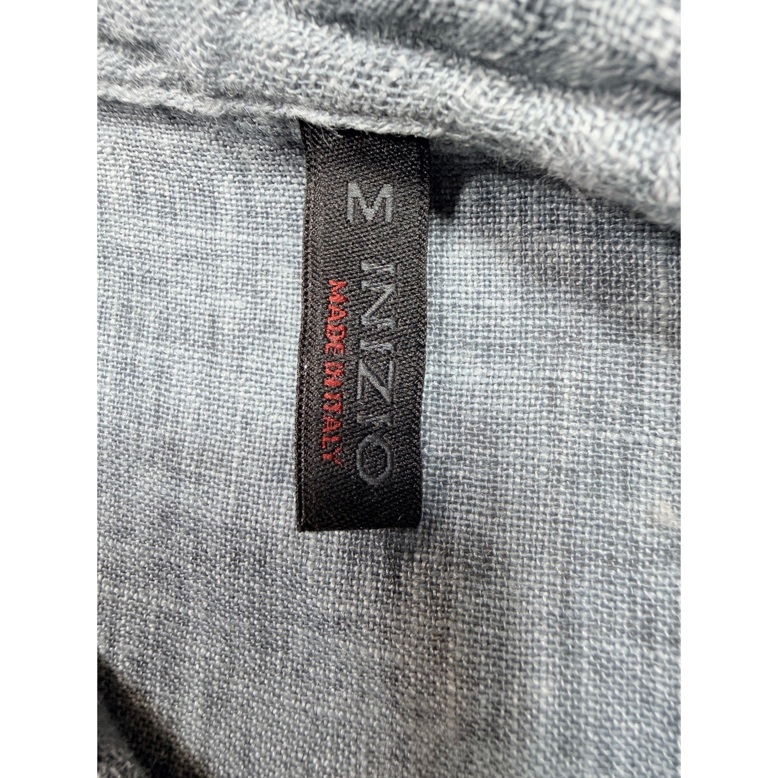 Inizio 100% Natural Linen Dress Medium M Blue Slate Hooded Button Front Maxi